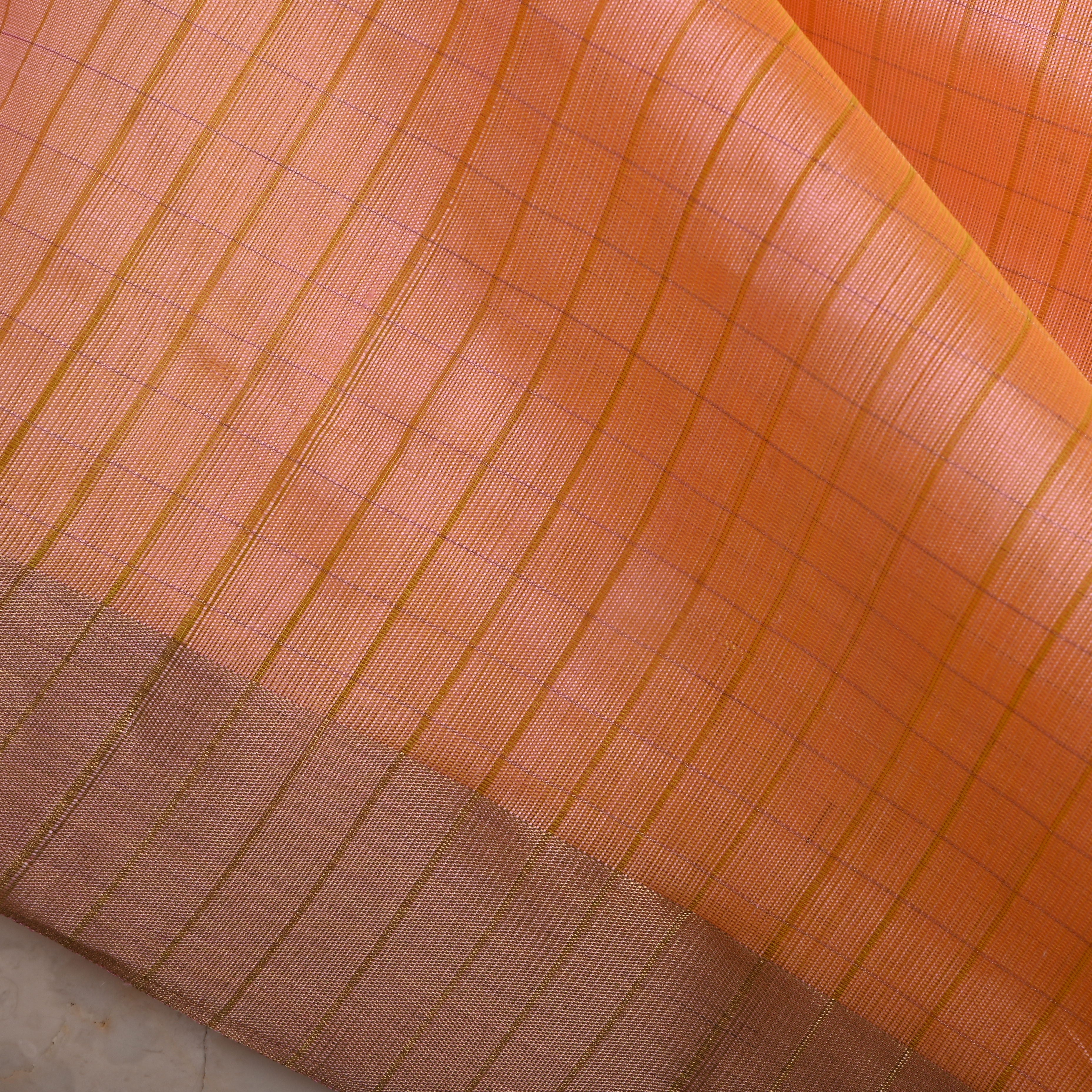 Pastel Pink Silk Fabric With Zari Border