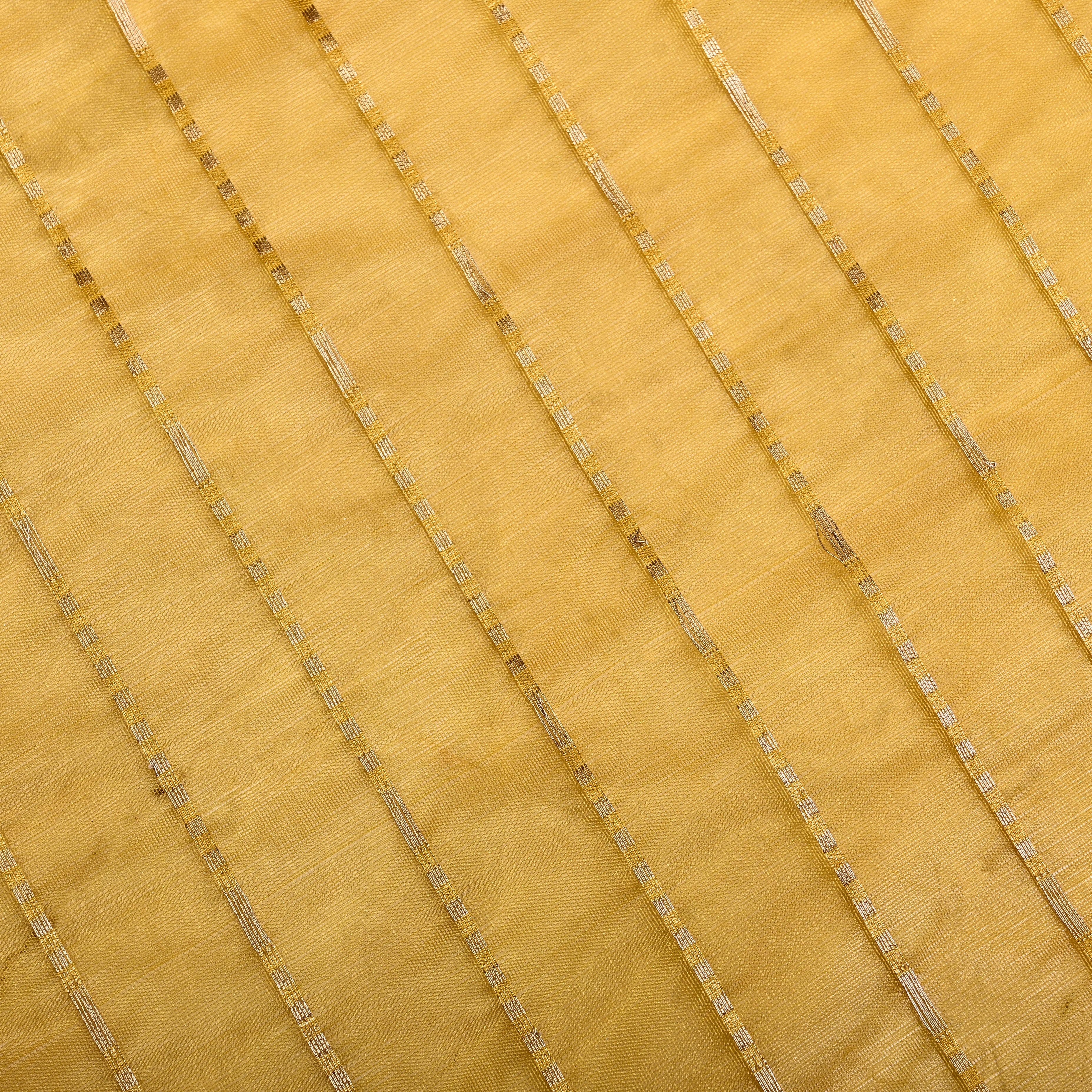 Golden Yellow Organza Fabric With Strips