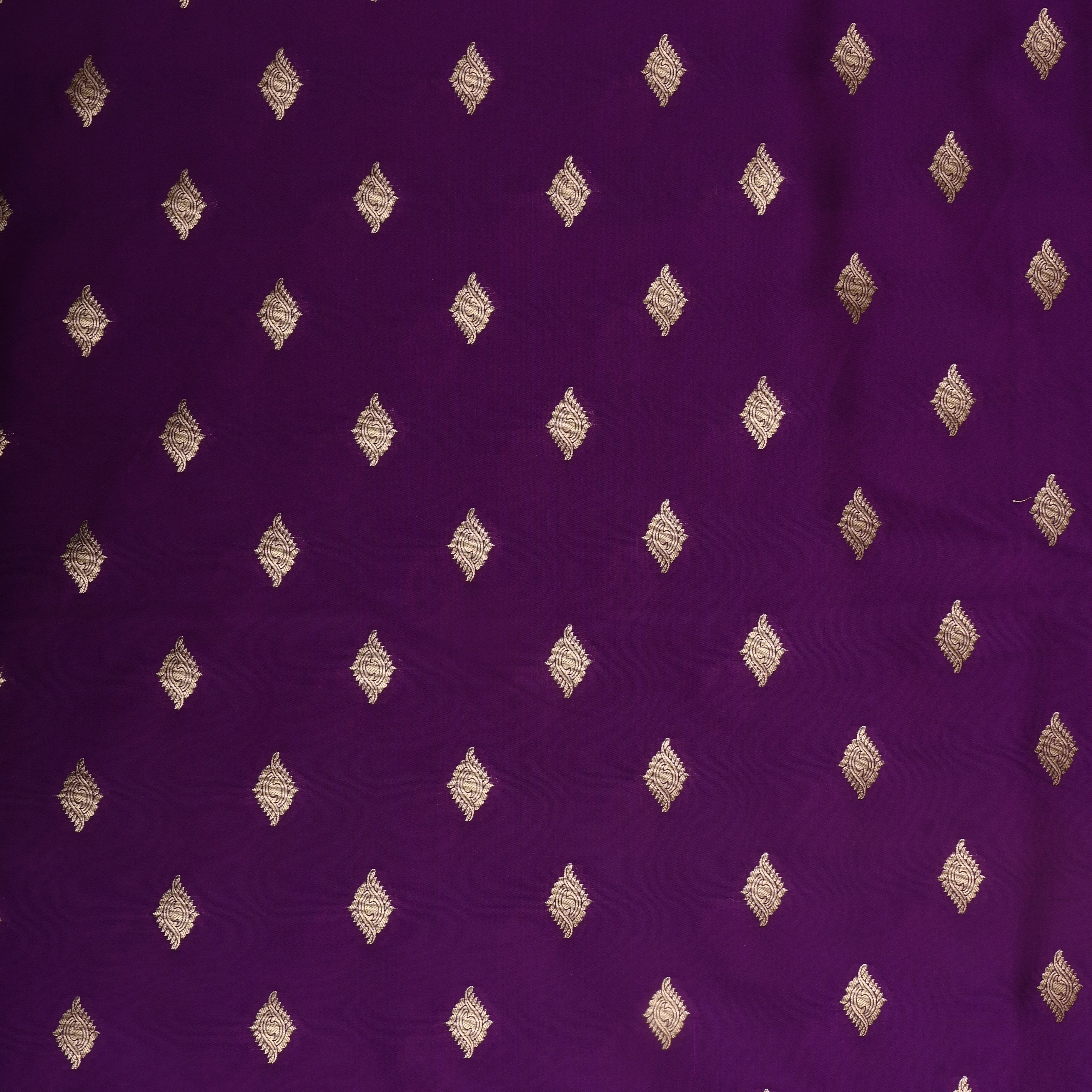 Bright Violet Golden Zari Silk Fabric