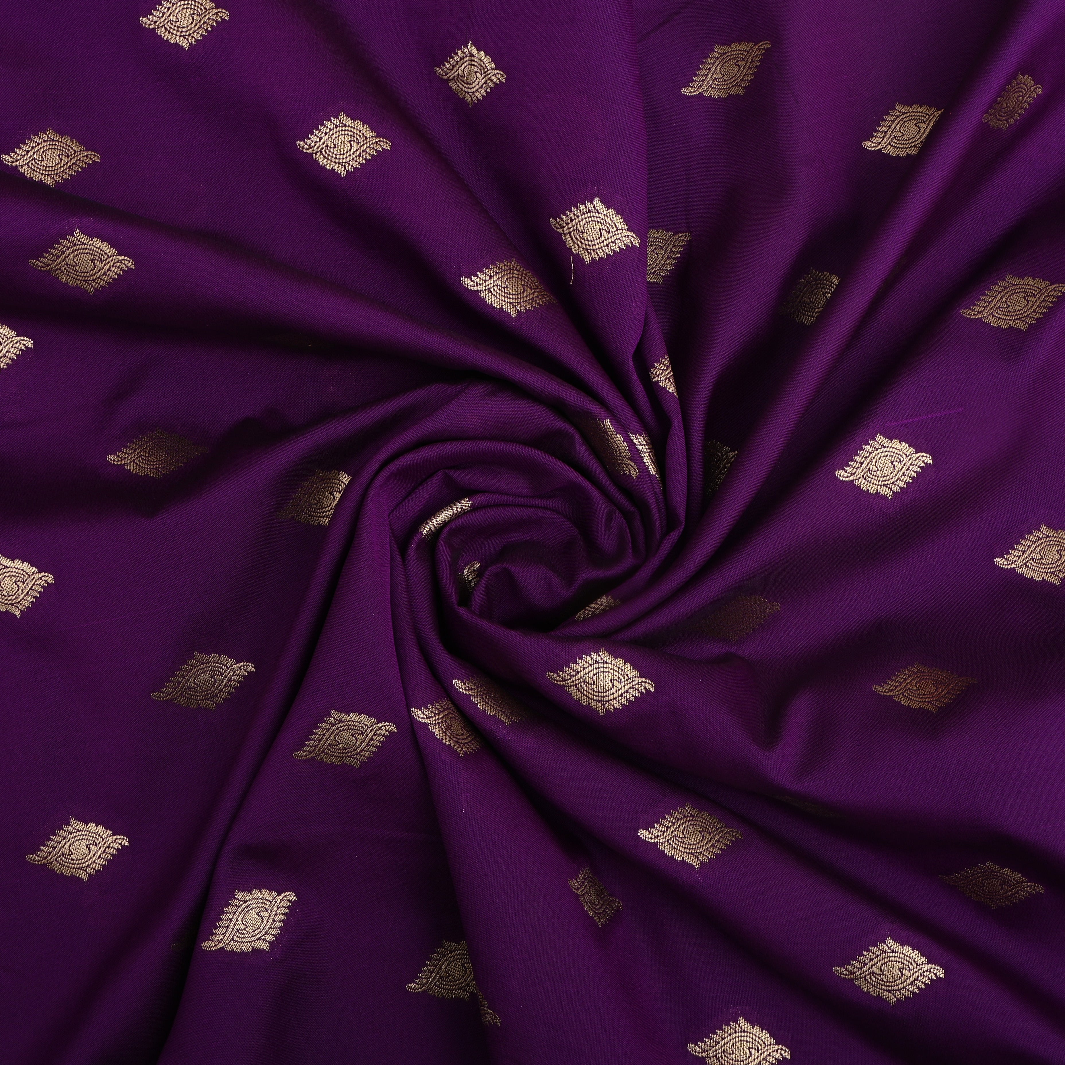 Bright Violet Golden Zari Silk Fabric