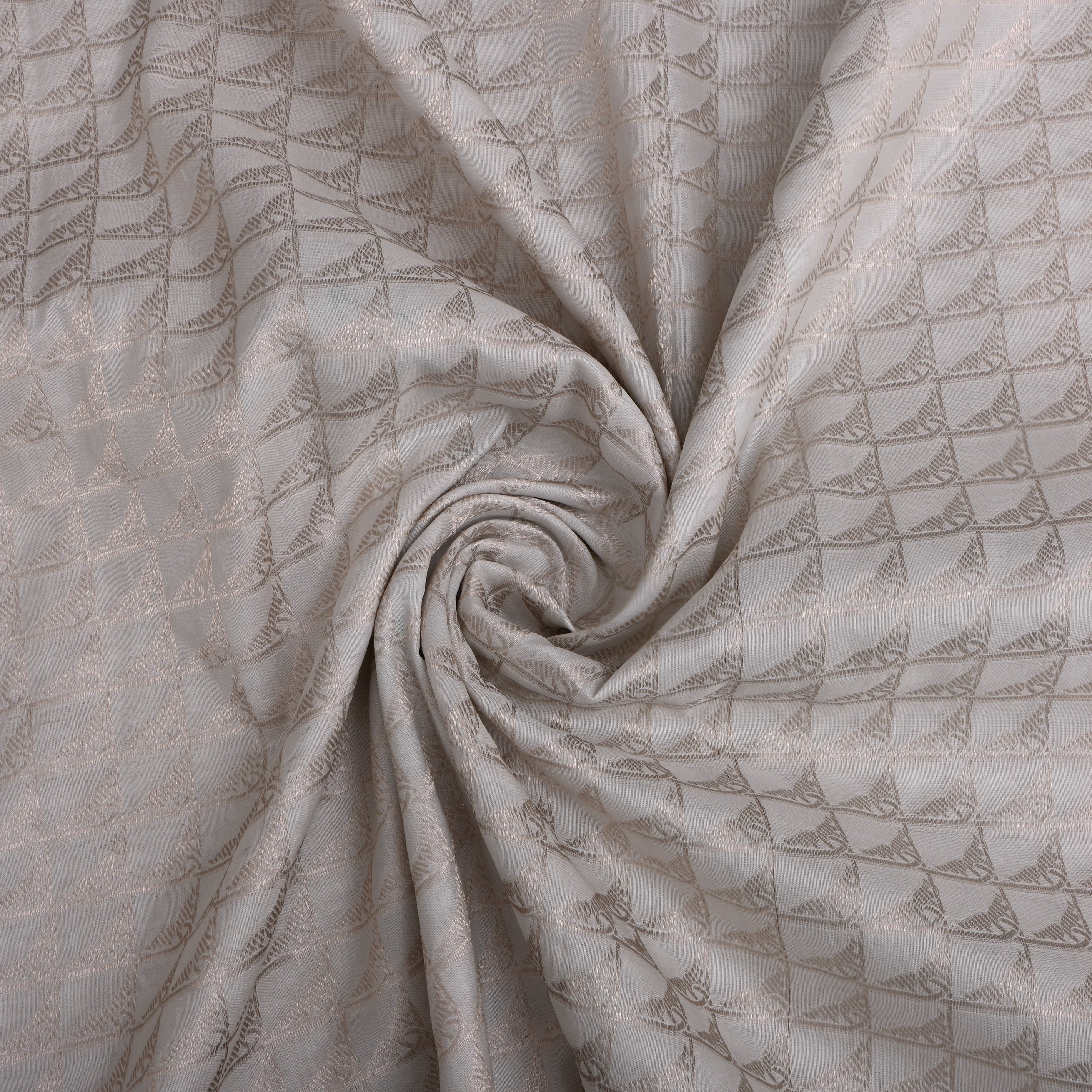 Off-White Silver Zari Silk Fabric