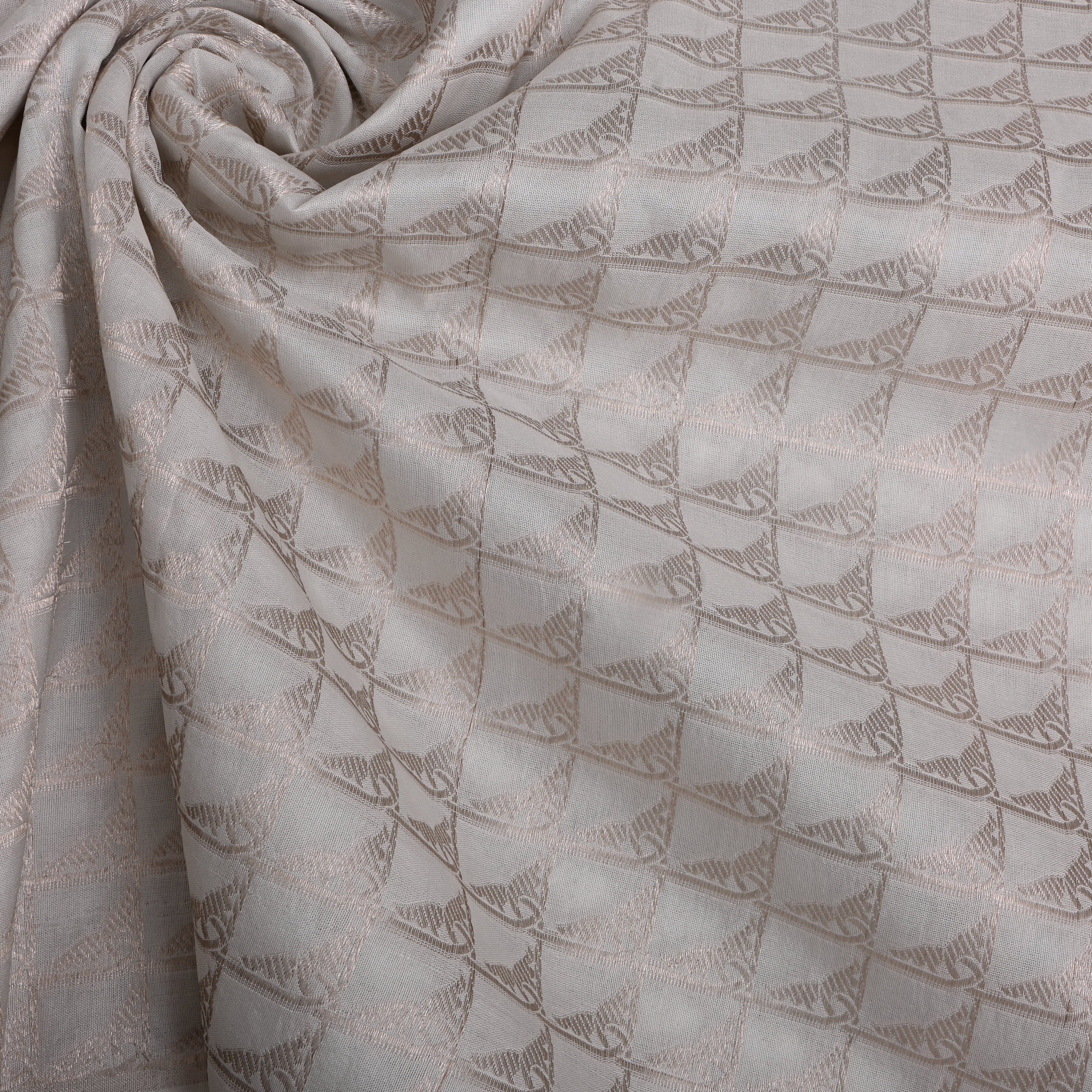 Off-White Silver Zari Silk Fabric