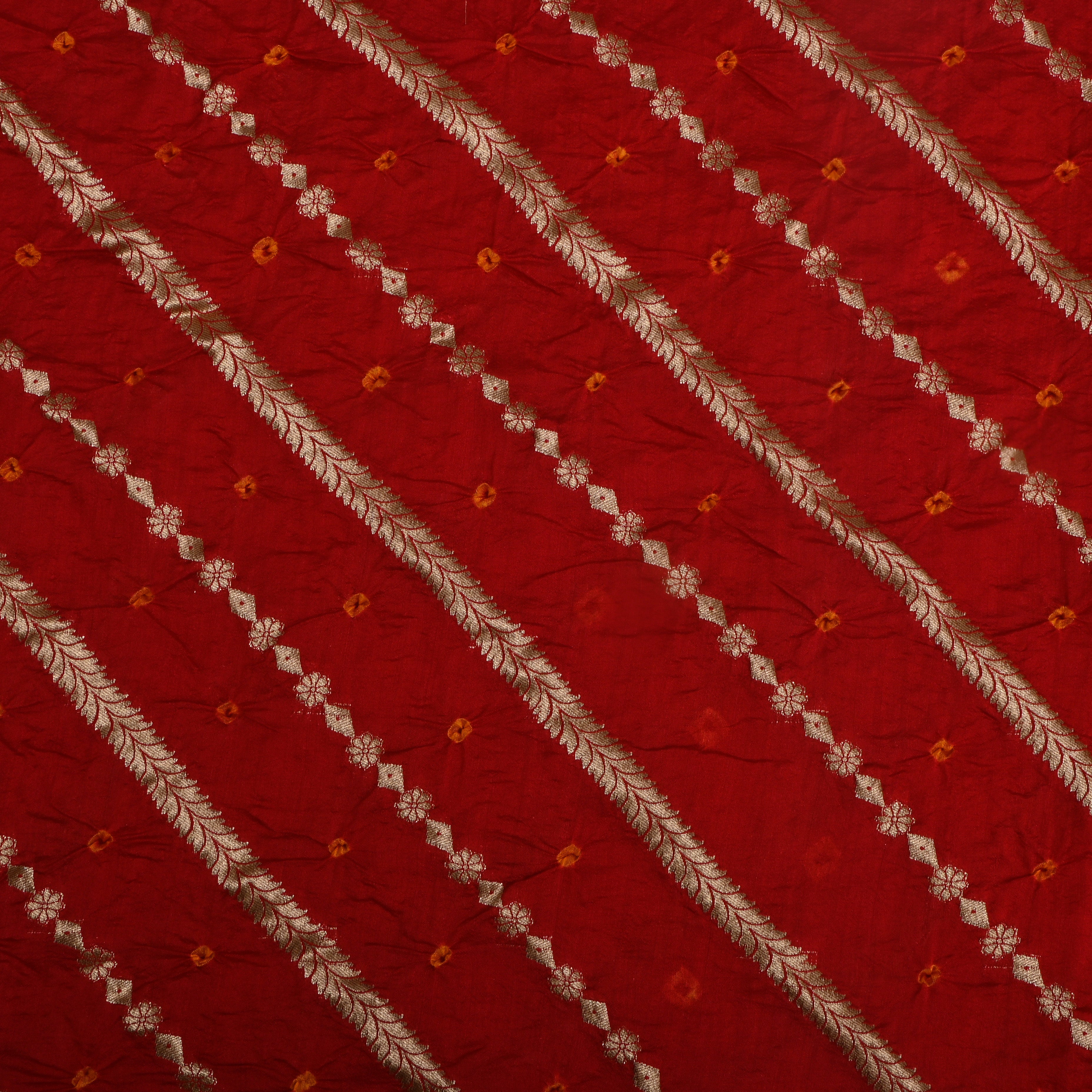 Crimson Red Bandhani Silk Fabric