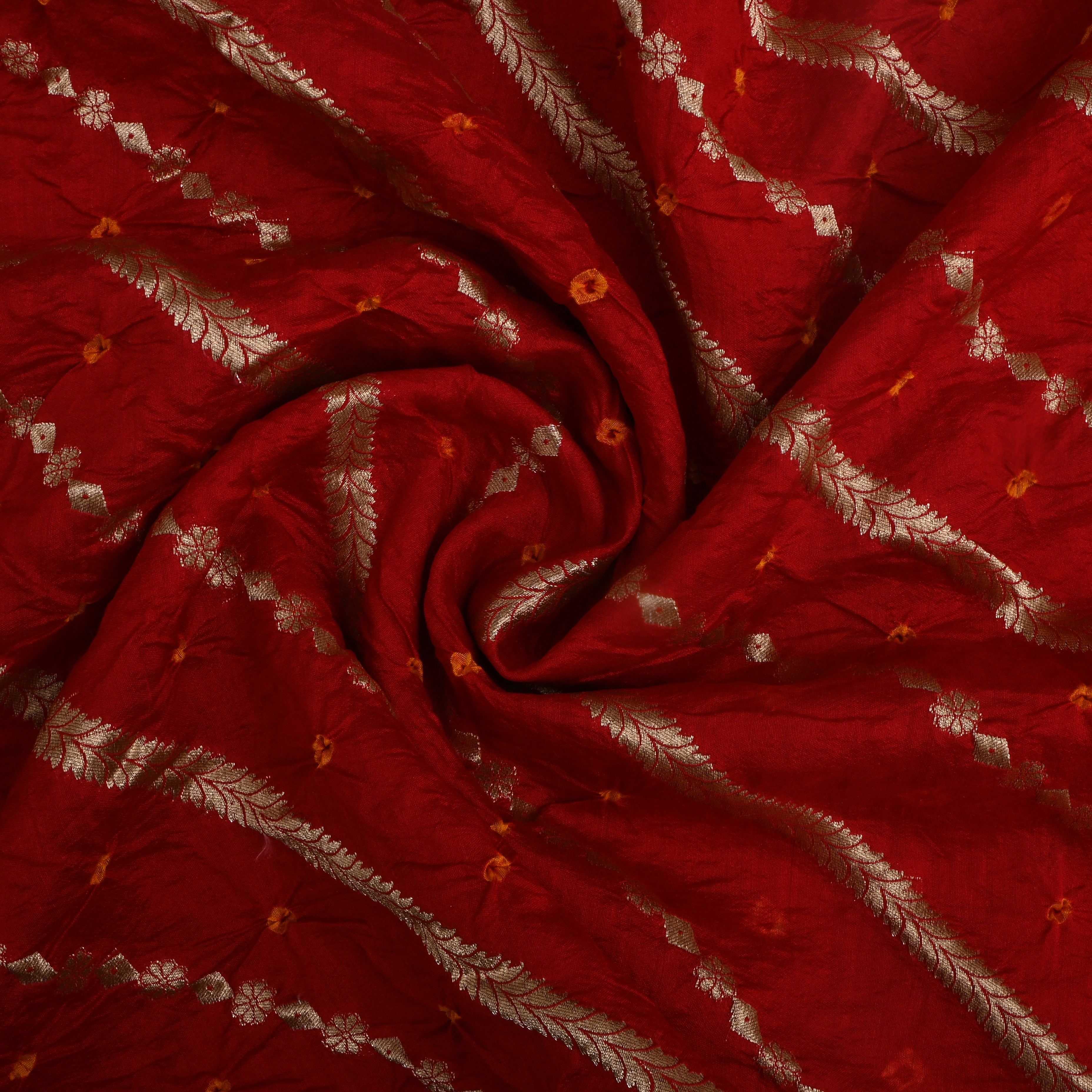 Crimson Red Bandhani Silk Fabric