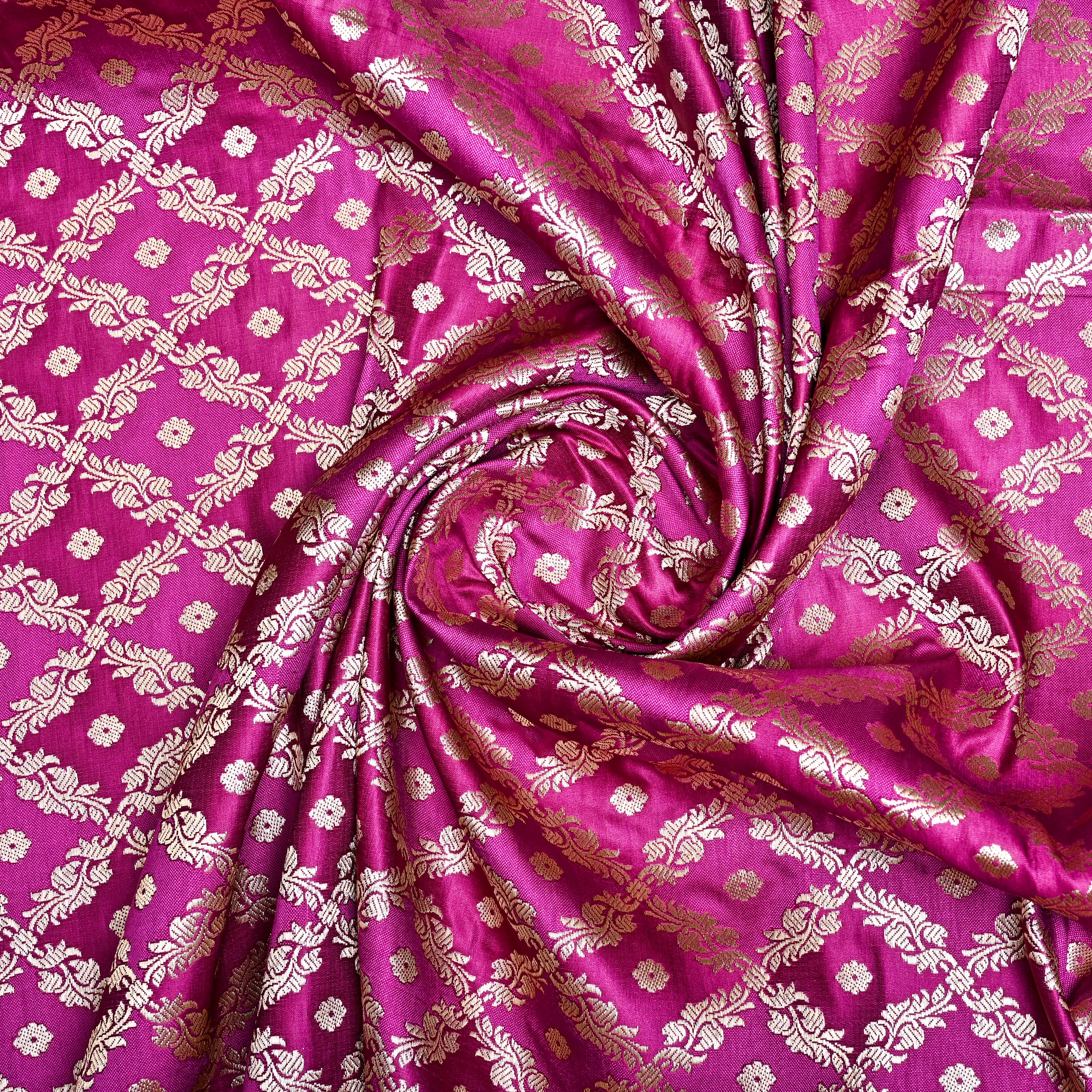 Pink Shades Jamawar Satin Fabric