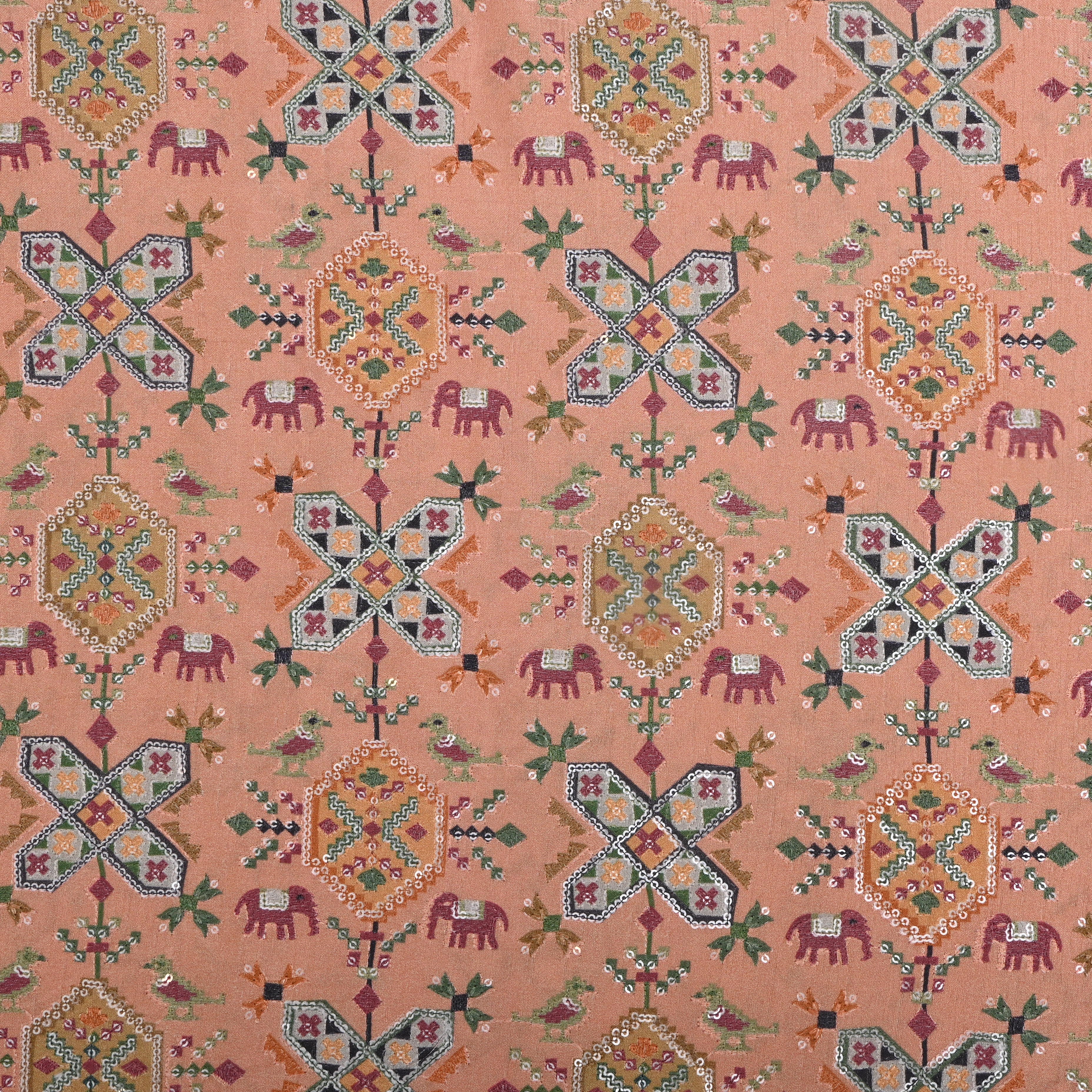 Pastel Pink Patola Silk Fabric