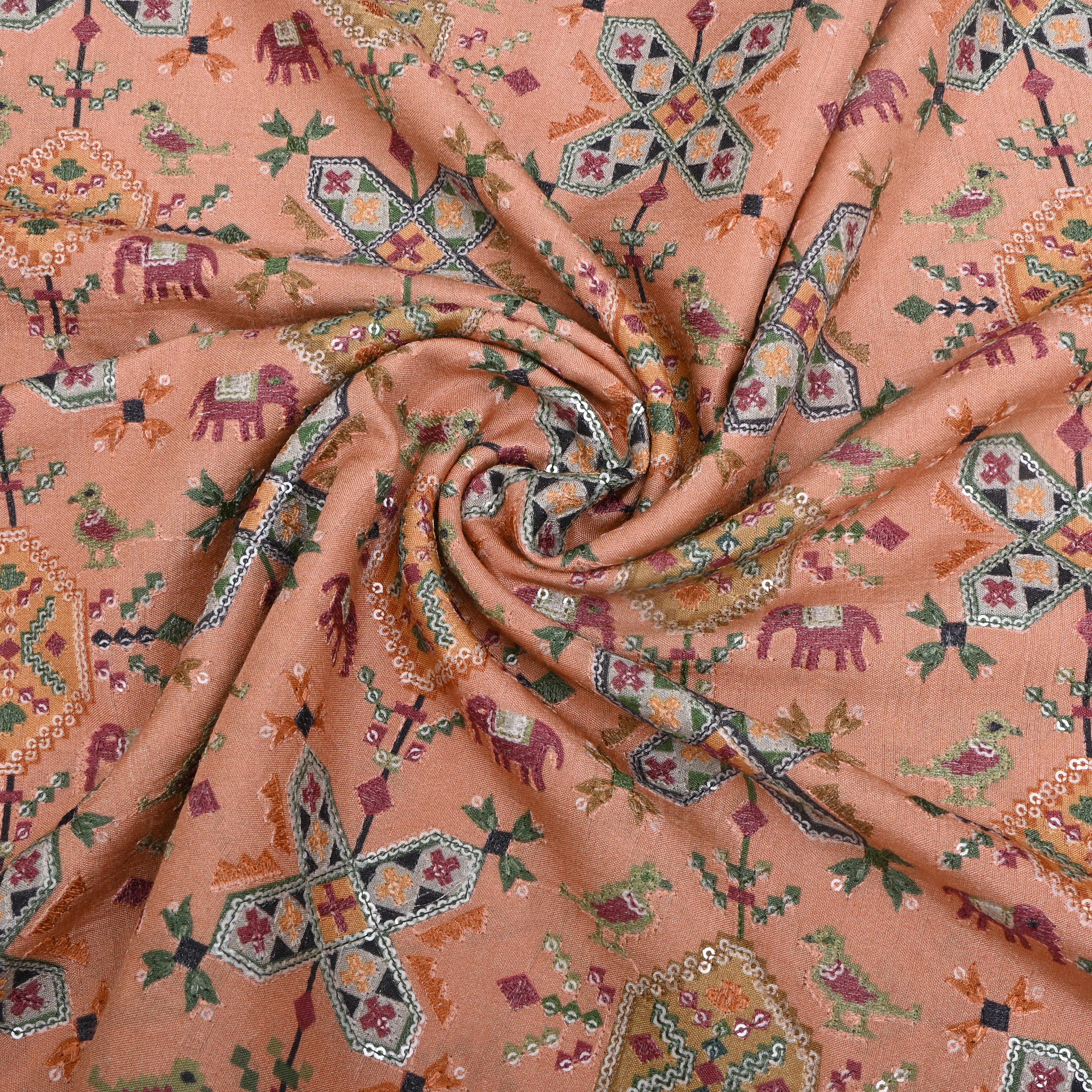 Pastel Pink Patola Silk Fabric