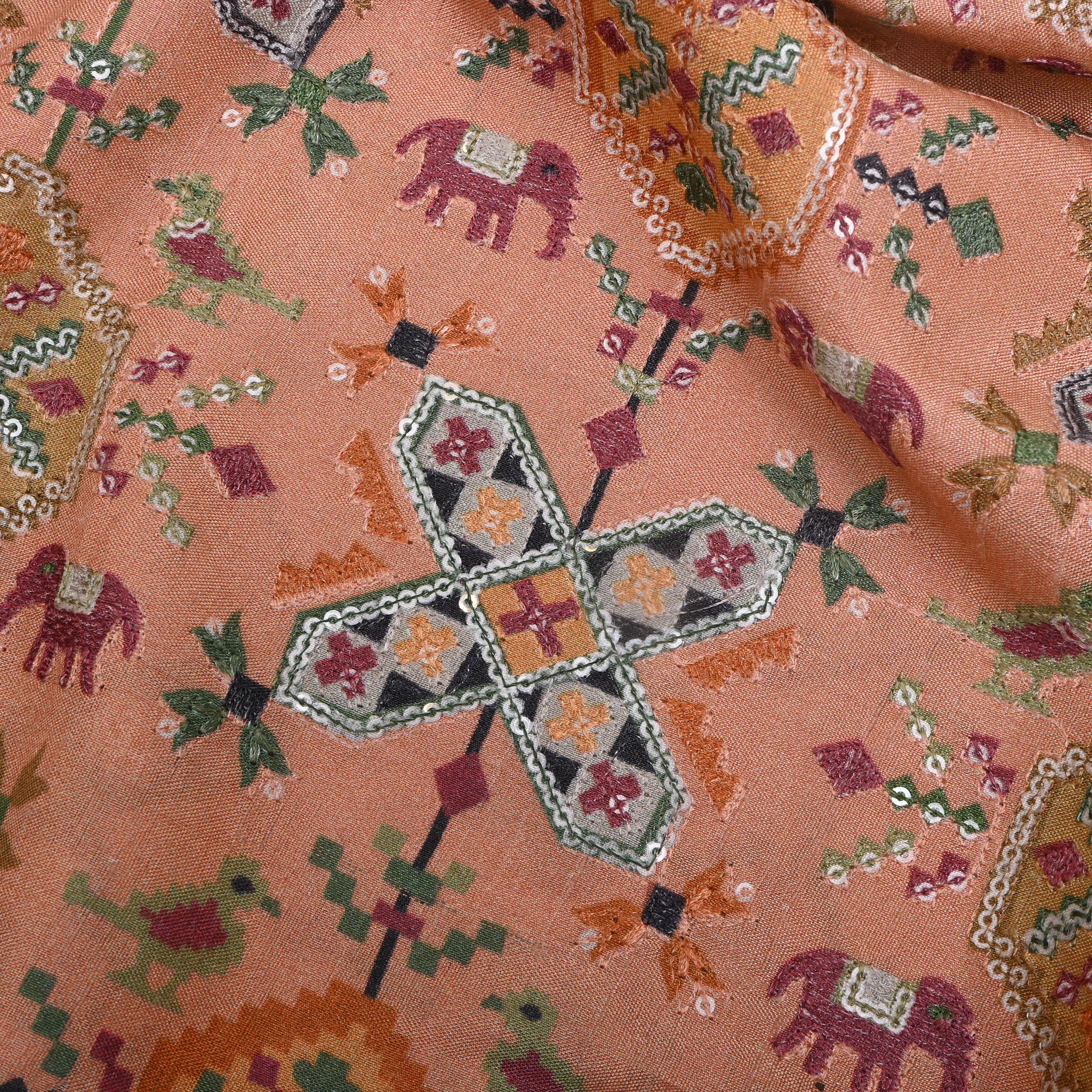 Pastel Pink Patola Silk Fabric