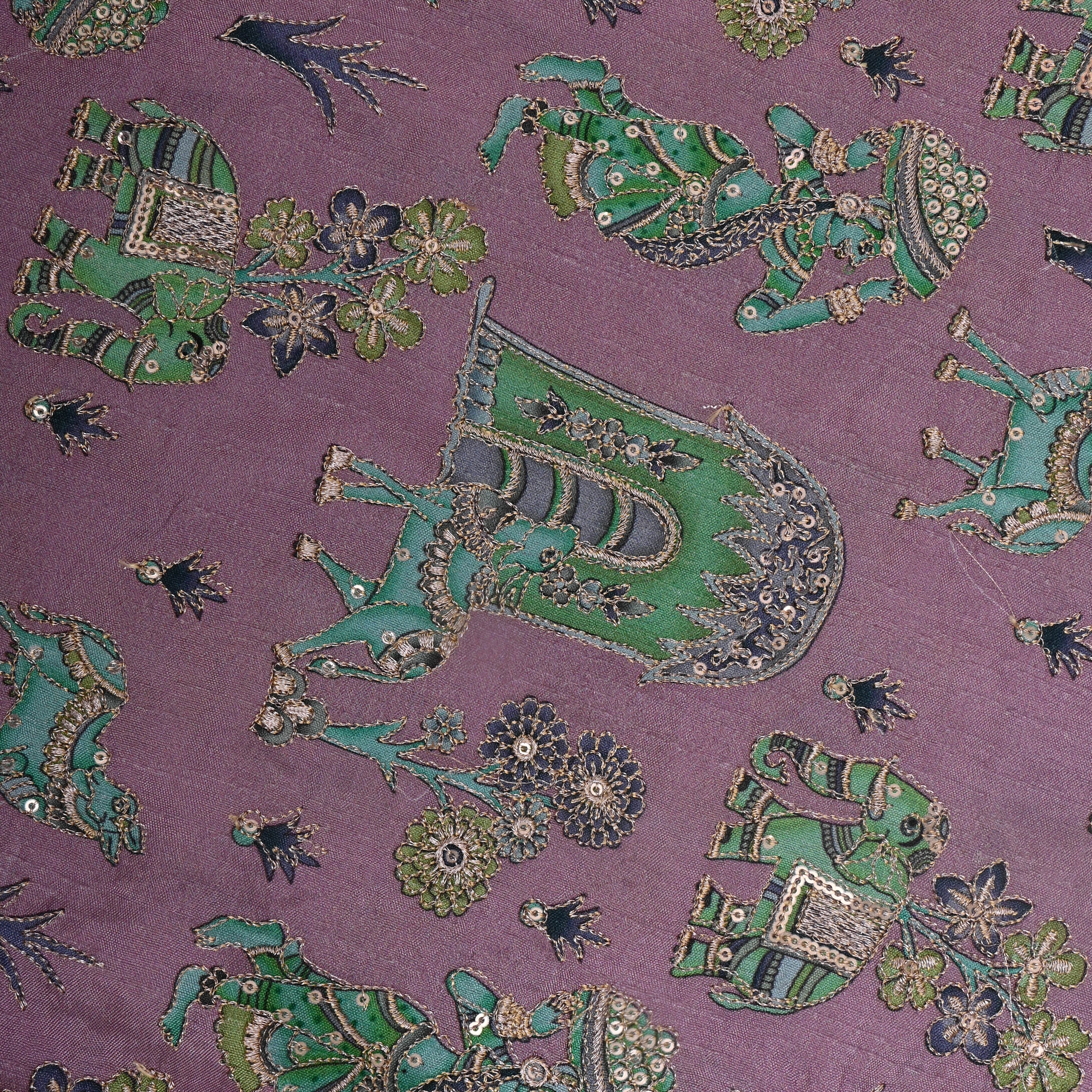 Light Lilac Figurative Print Silk Fabric