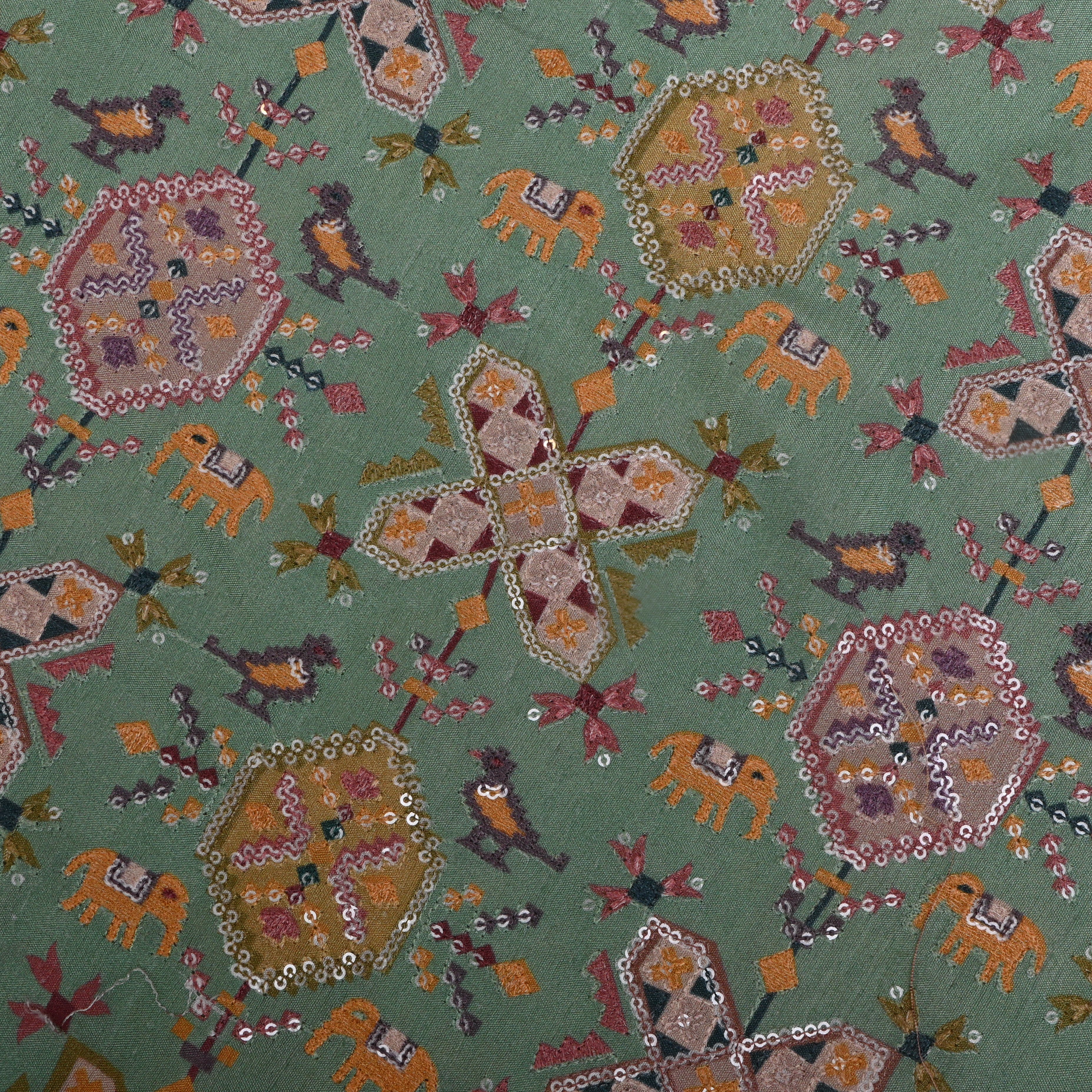 Soft Green Patola Silk Fabric