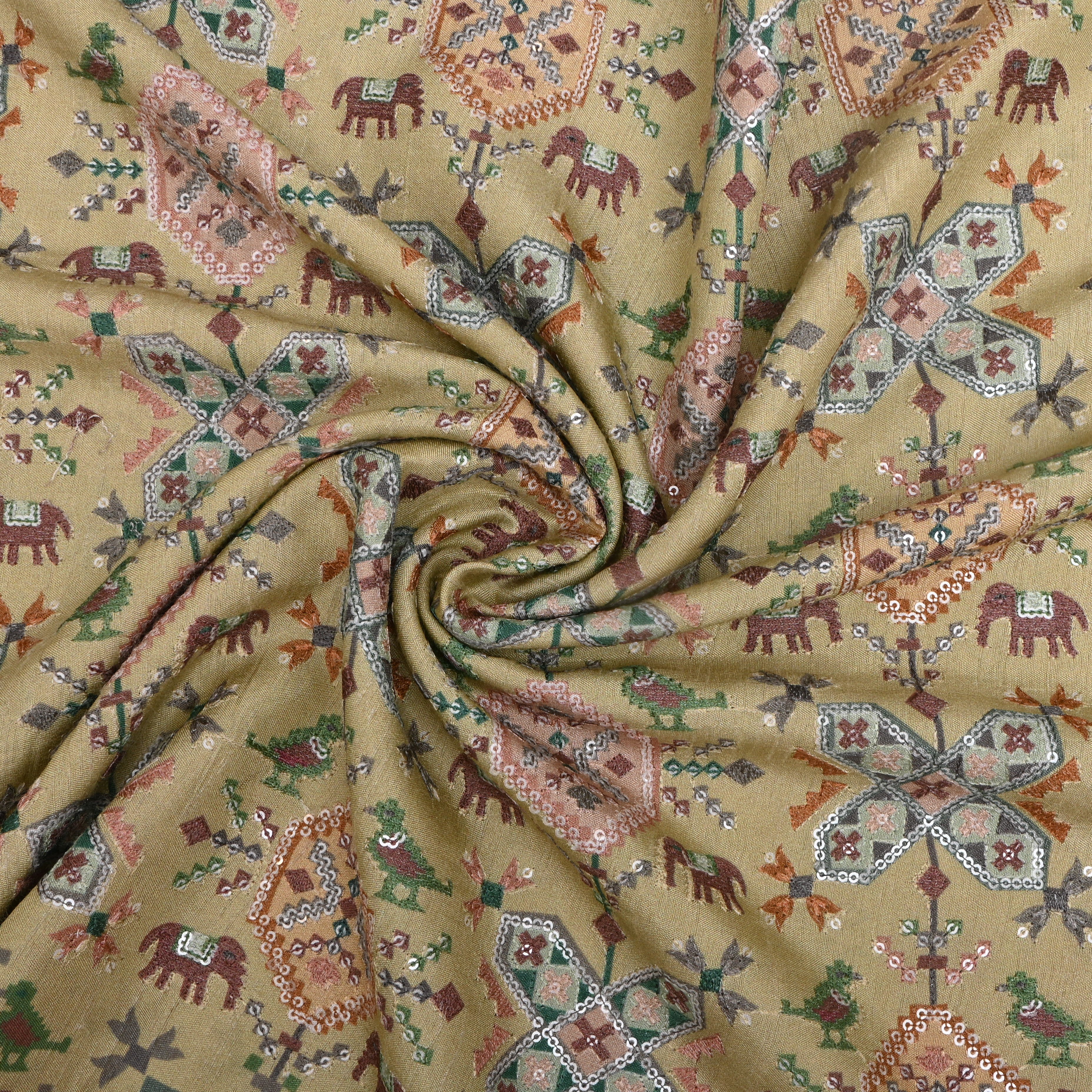 Soft Cream Patola Silk Fabric