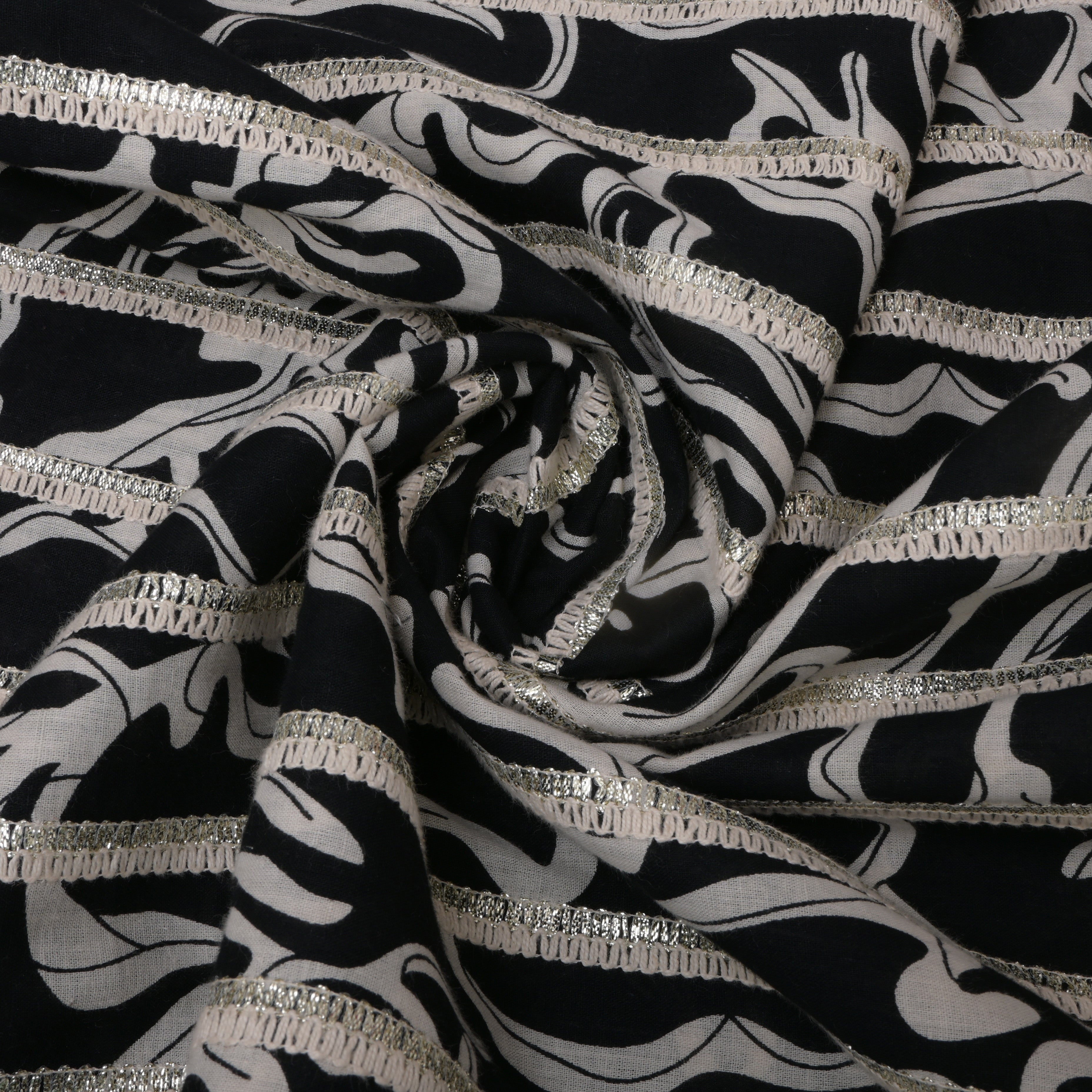 Black And White Printed Cotton Fabric