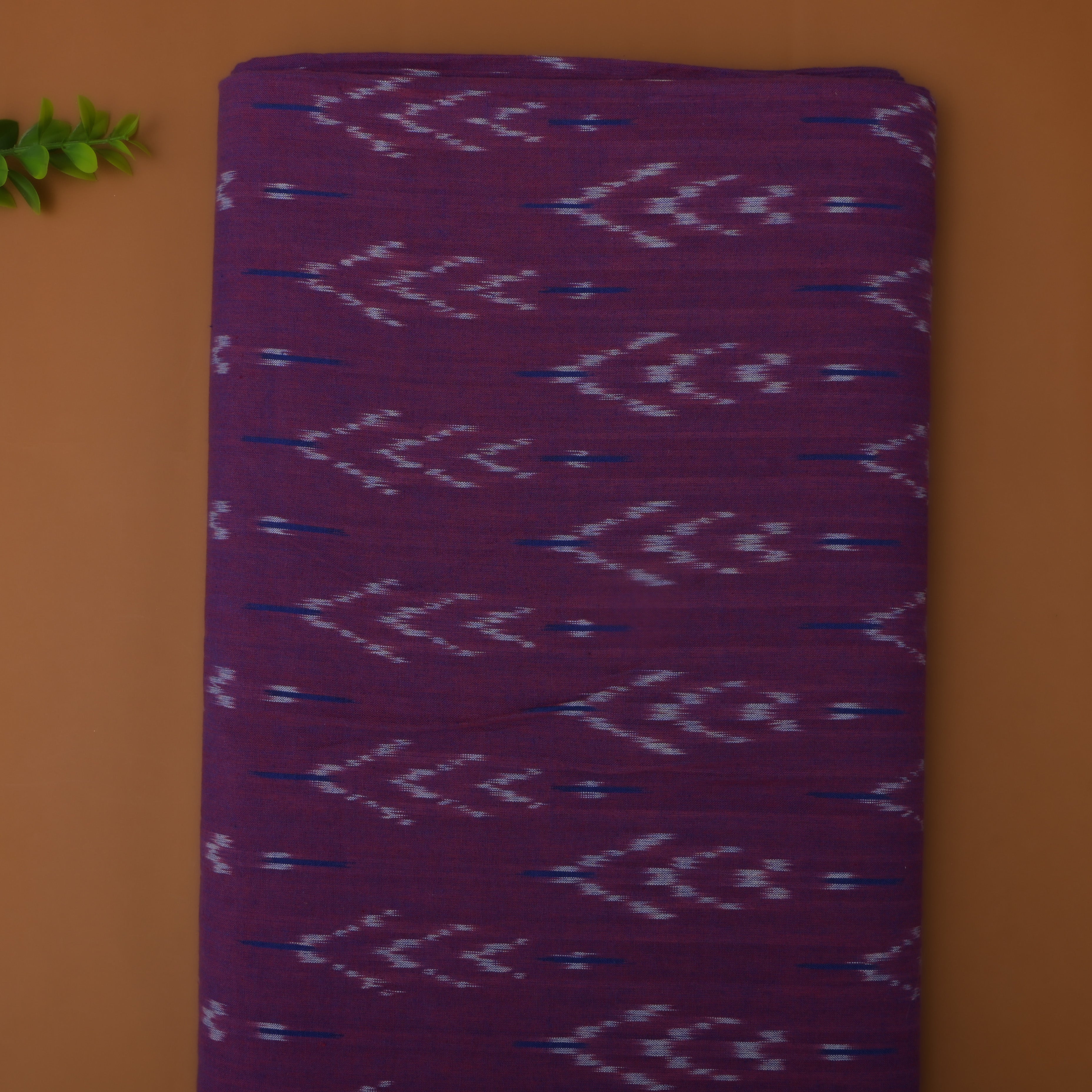 Plum Purple Ikat Cotton Fabric