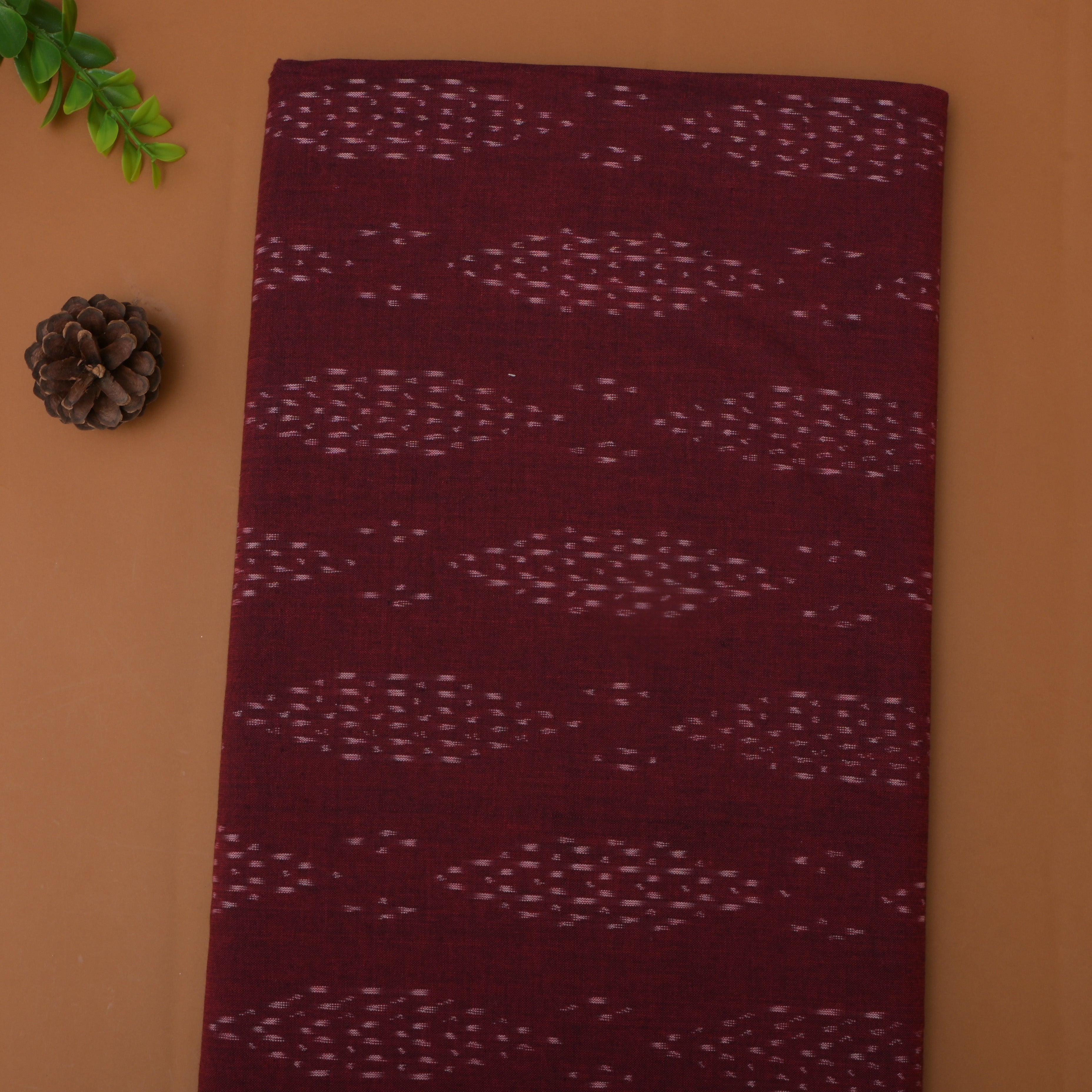 Maroon Ikat Cotton Fabric