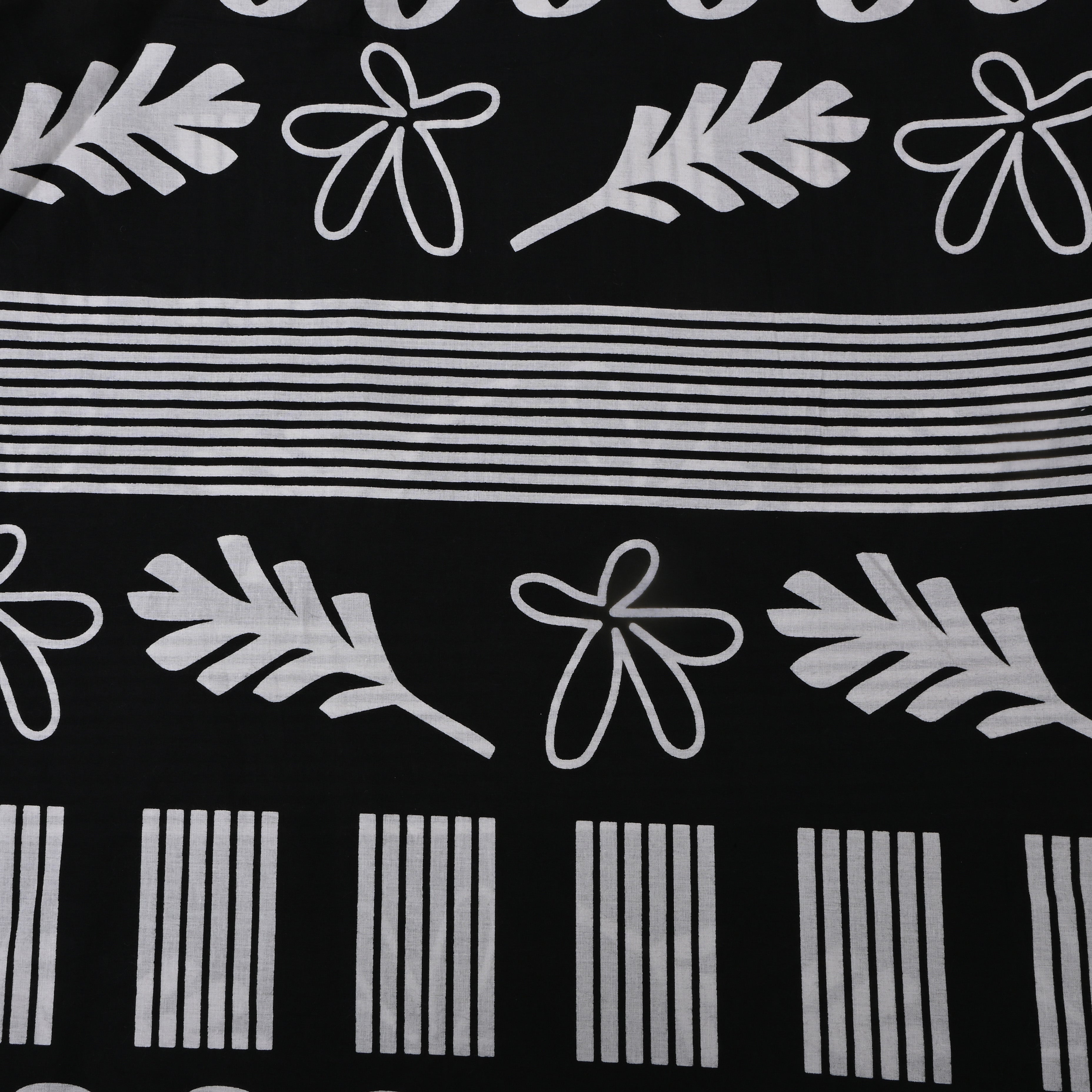 Black Printed Floral Cotton Fabric