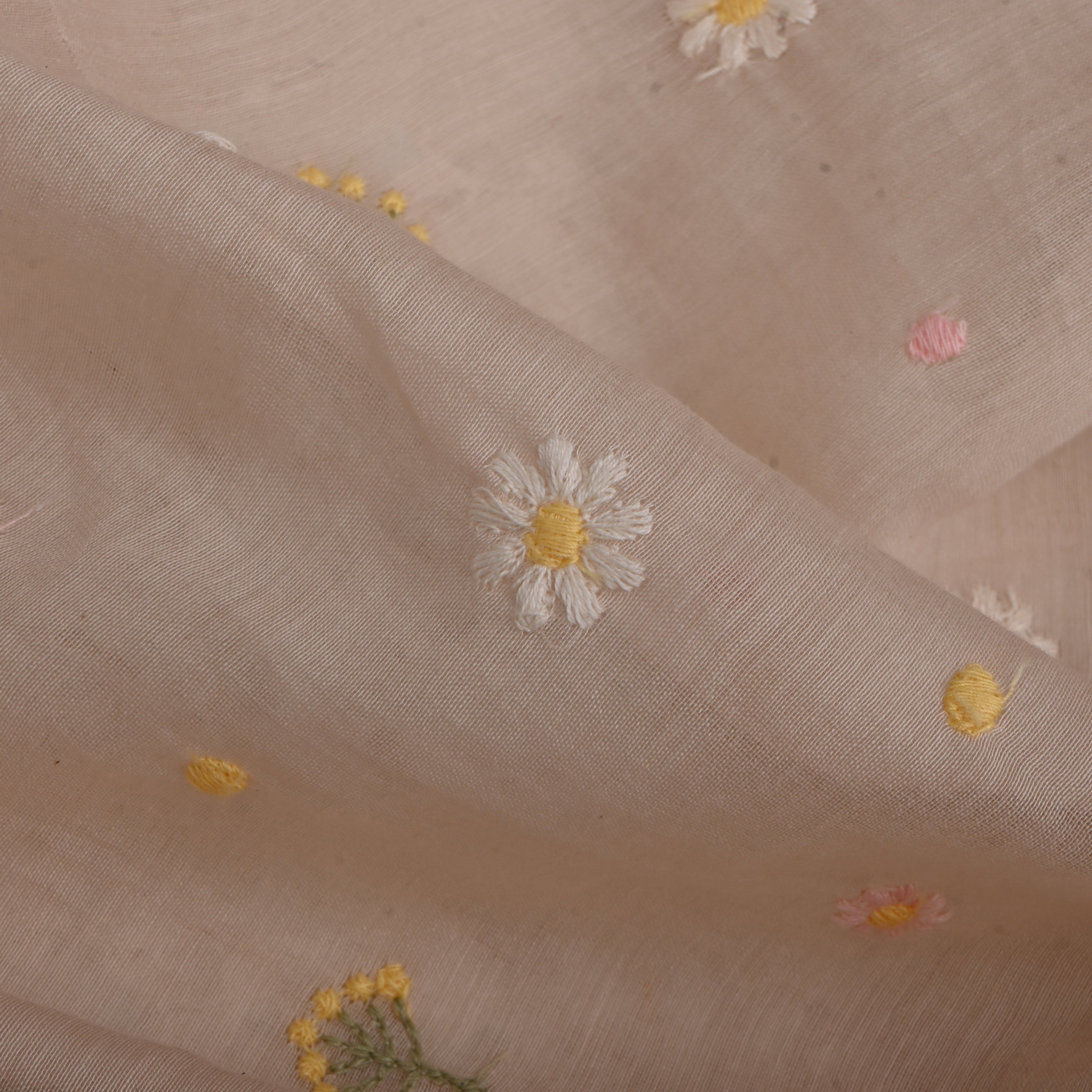 Desert Sand Chanderi Fabric With Embroidery Butti'S