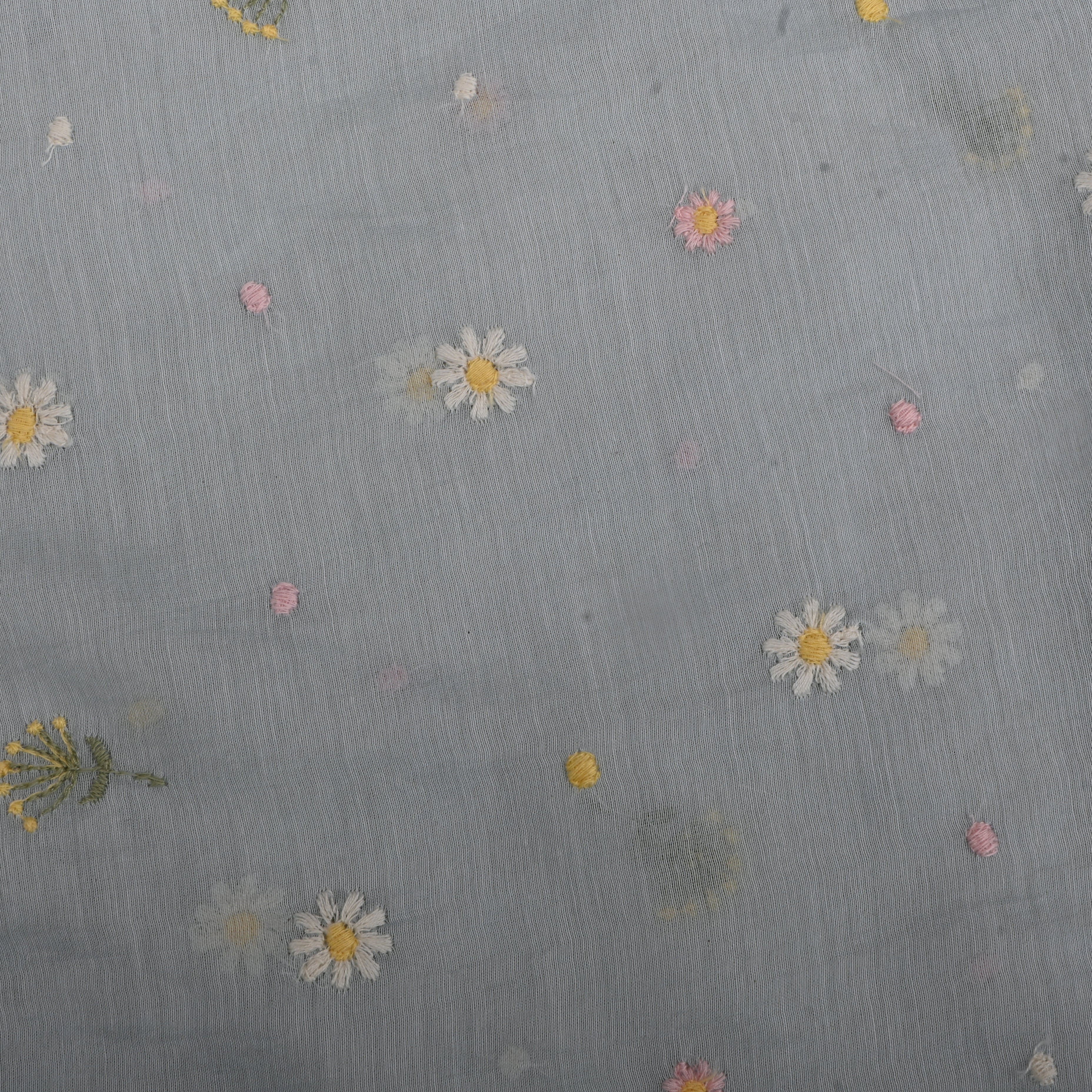Powder Blue Chanderi Fabric With Thread Work
