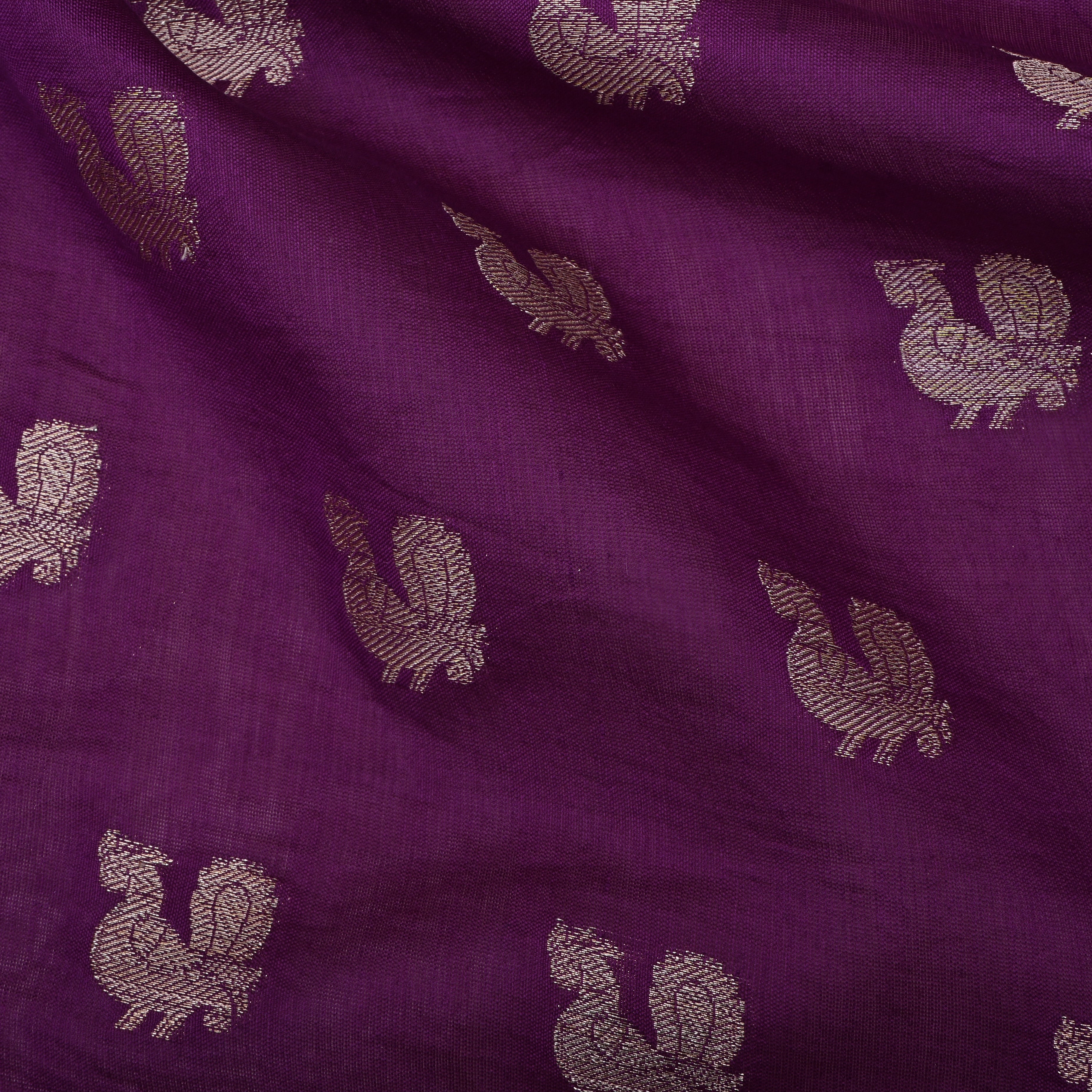 Mulberry Pink Banarasi Fabric With Golden Butti'S