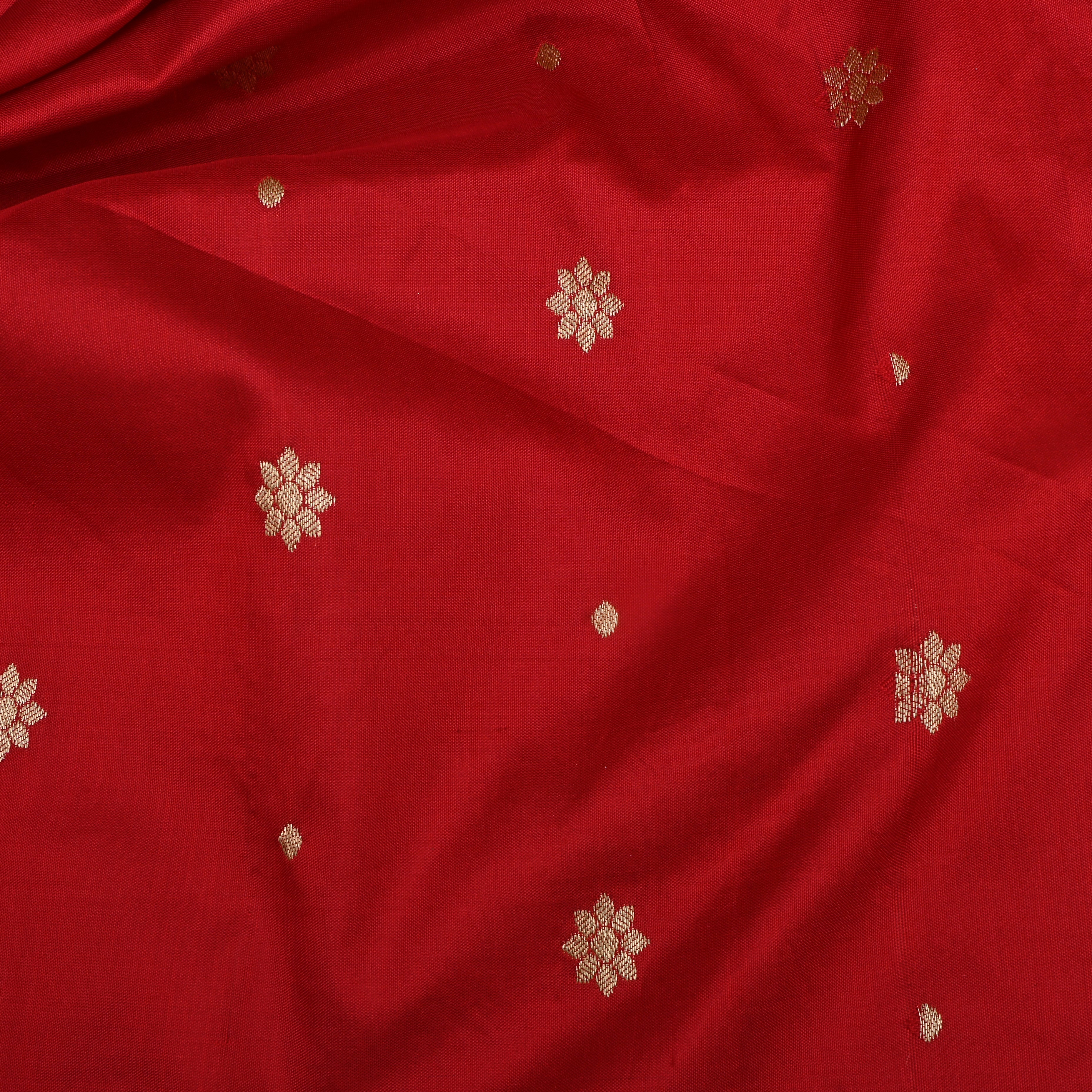 Red Silk Fabric With Kanjivaram Border