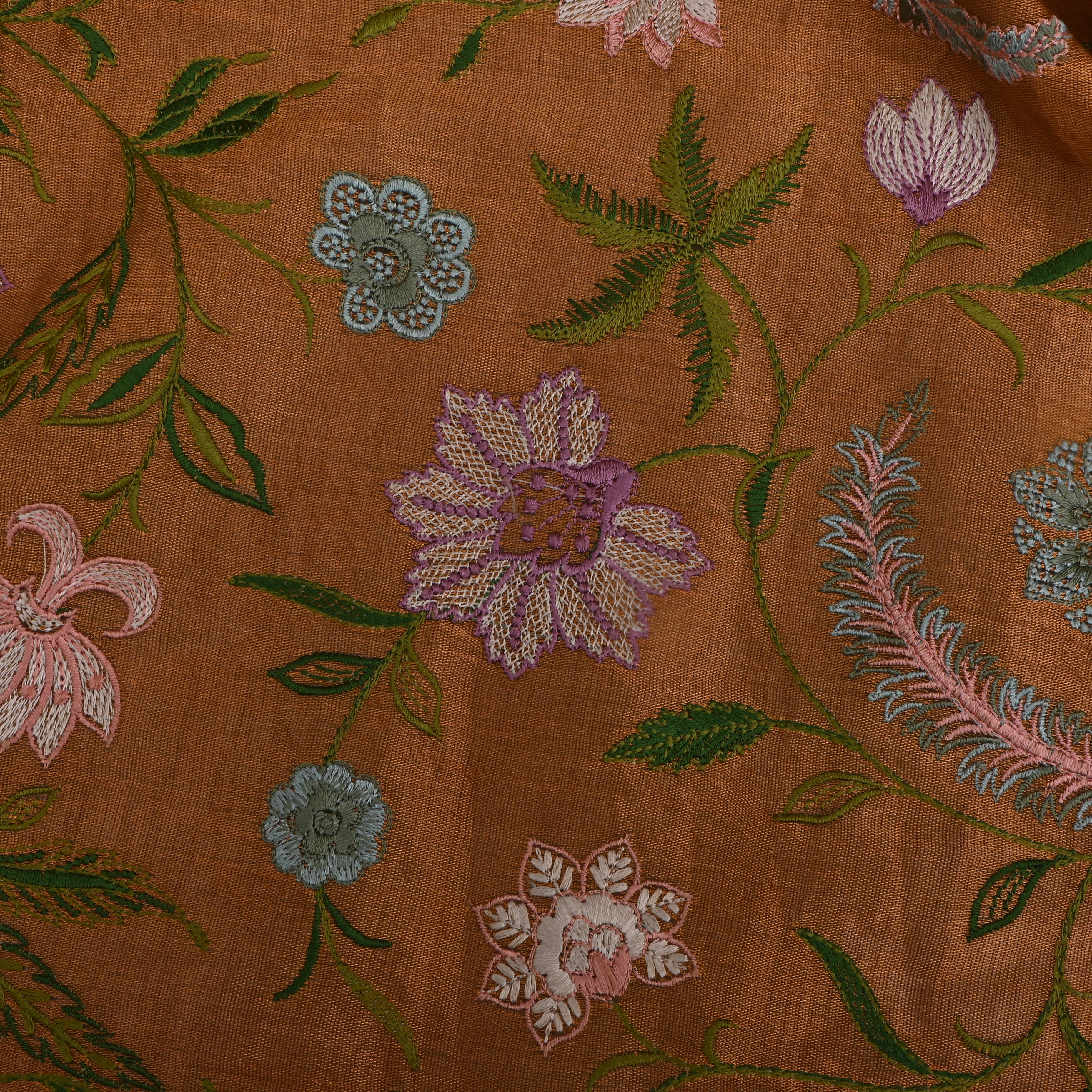 Bright Gold Kanjivaram Tissue Fabric With Embroidery
