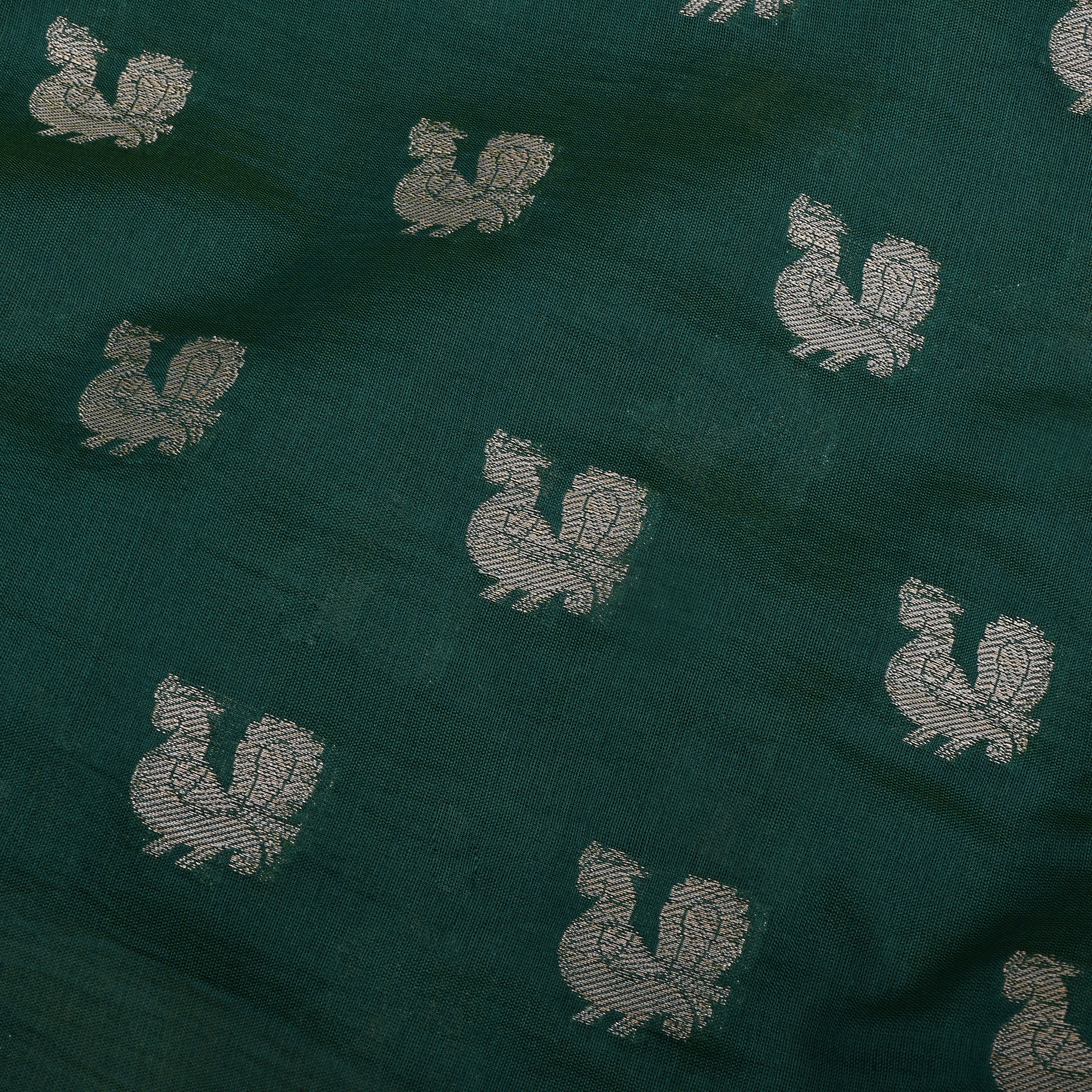 Bottle Green Banarasi Fabric With Golden Butti'S