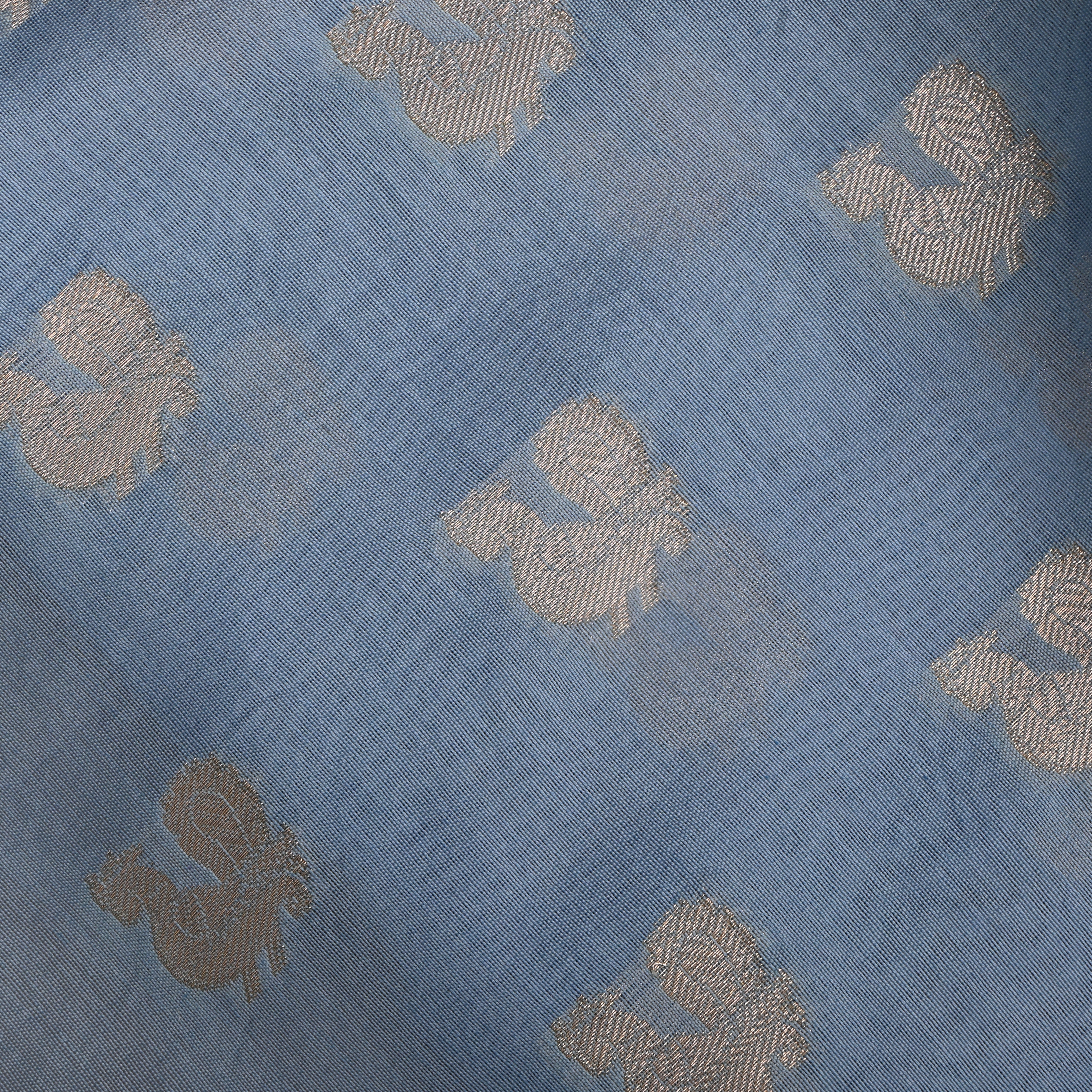 Slate Grey Banarasi Fabric With Golden Butti'S