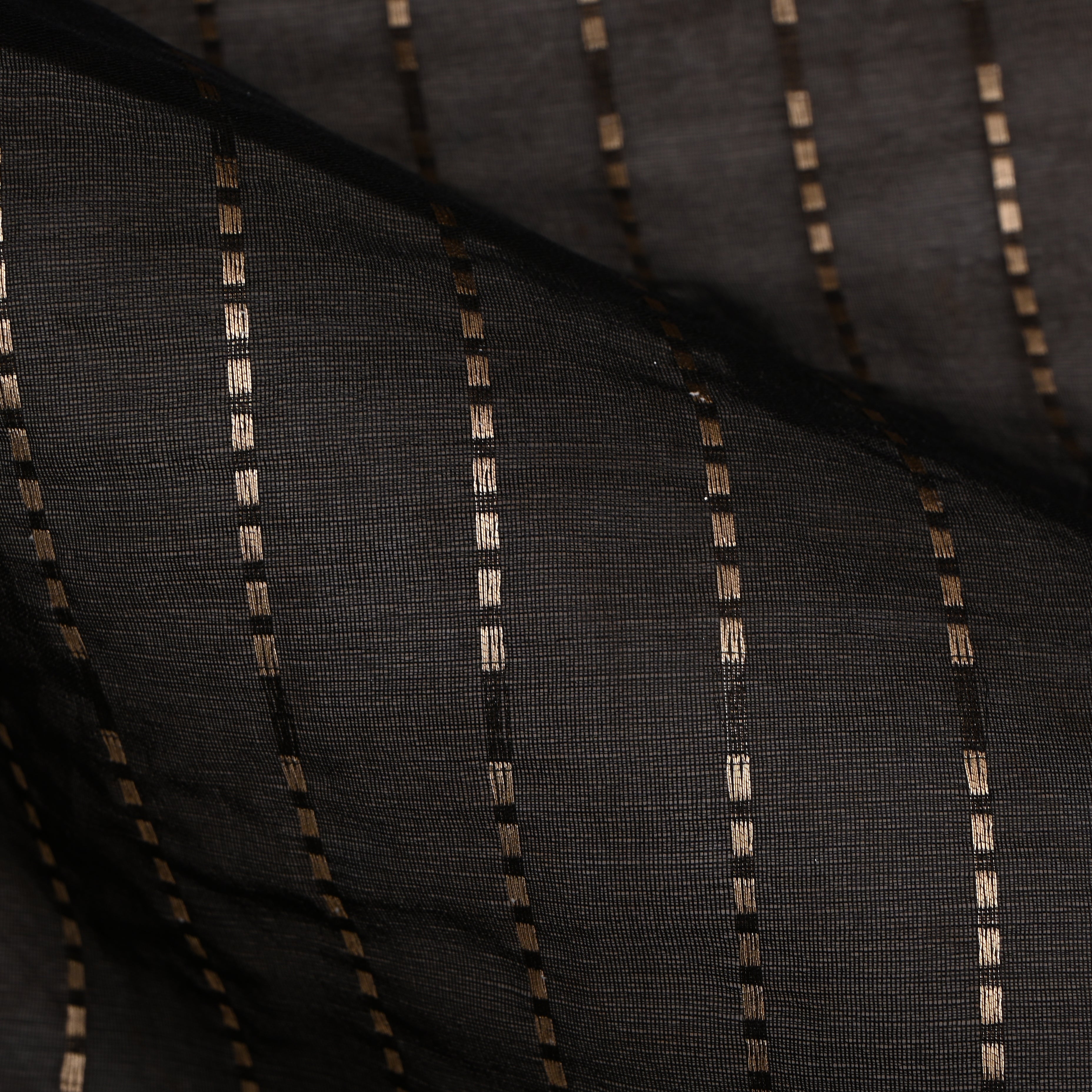 Black Organza Fabric With Strips