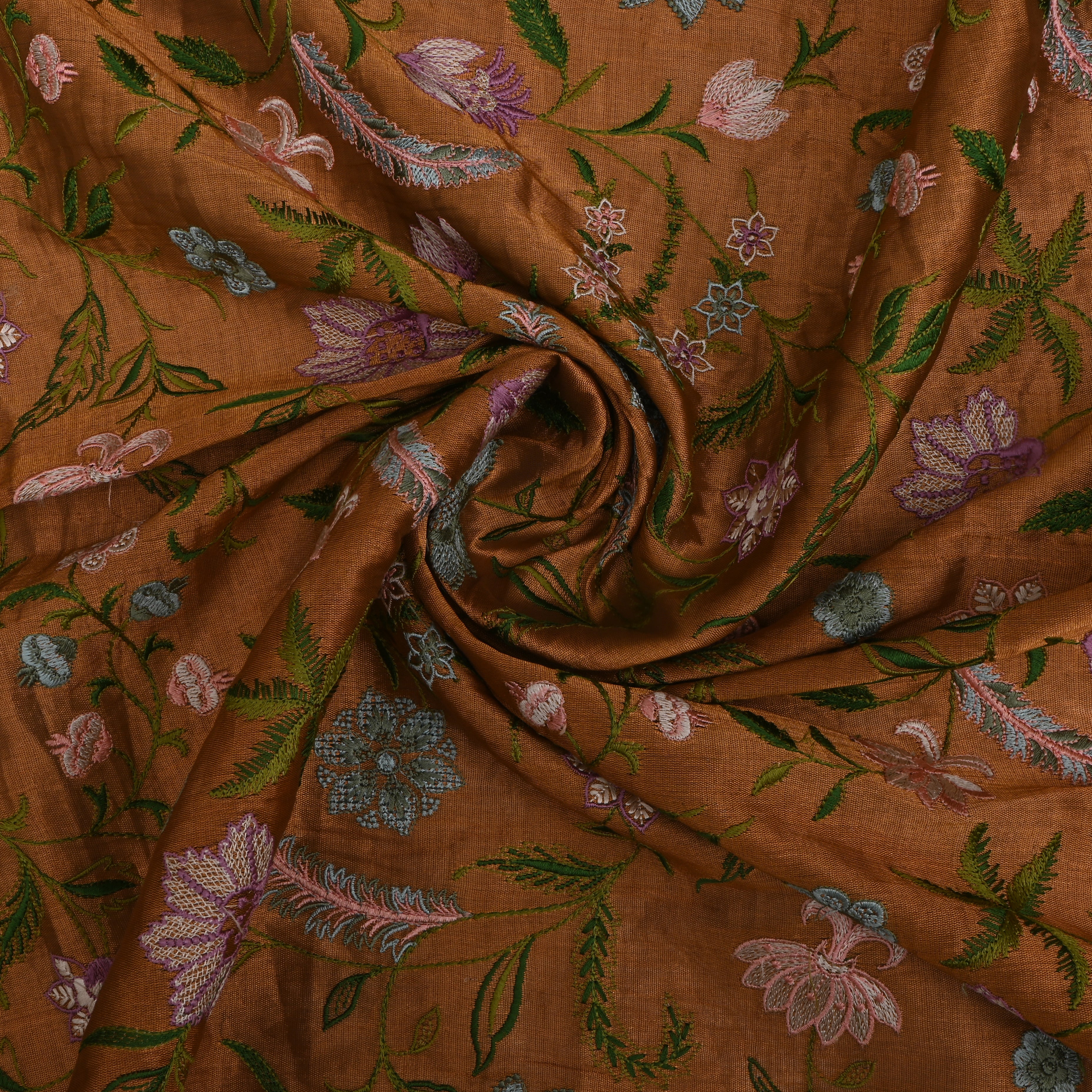 Bright Gold Kanjivaram Tissue Fabric With Embroidery