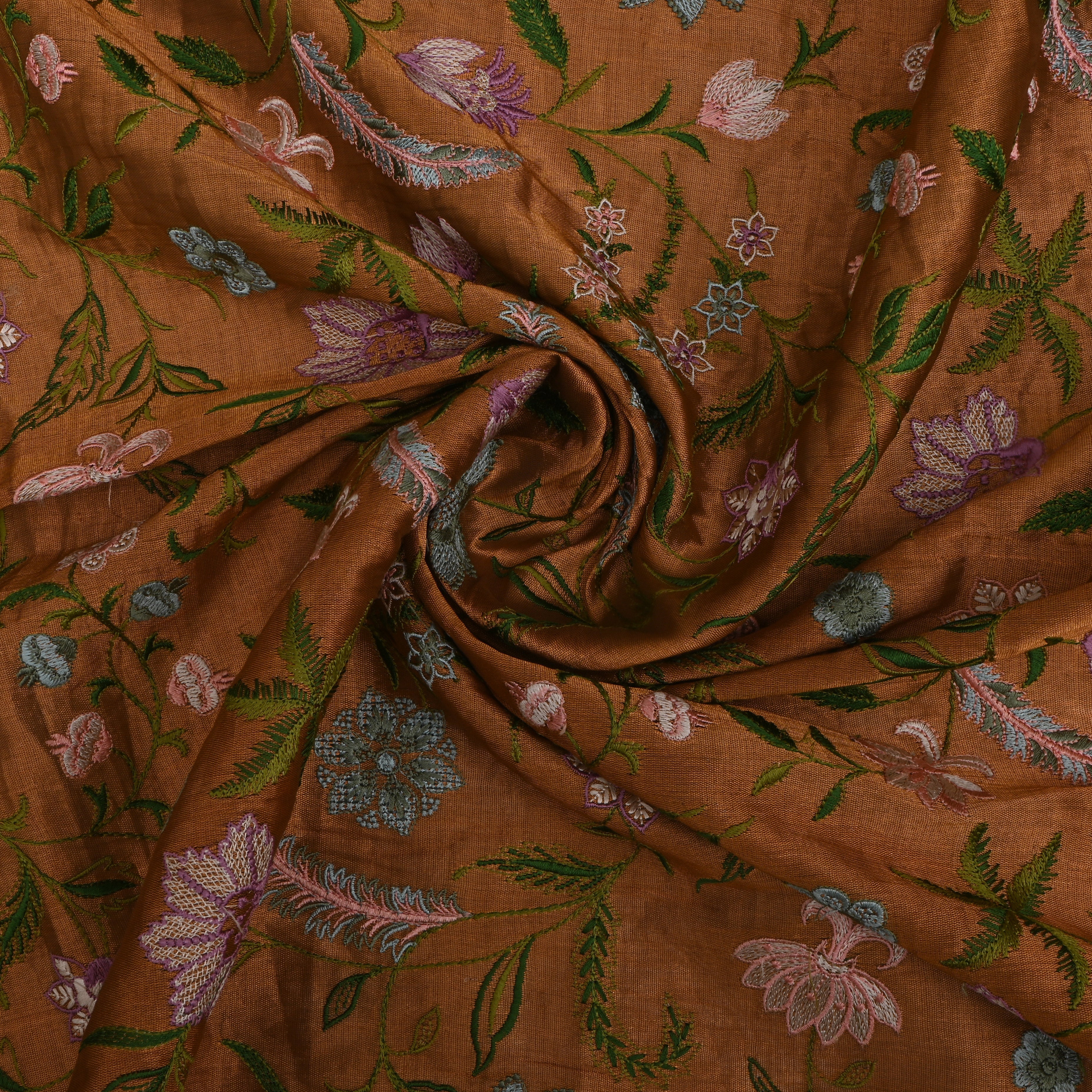 Bright Gold Kanjivaram Tissue Fabric With Embroidery