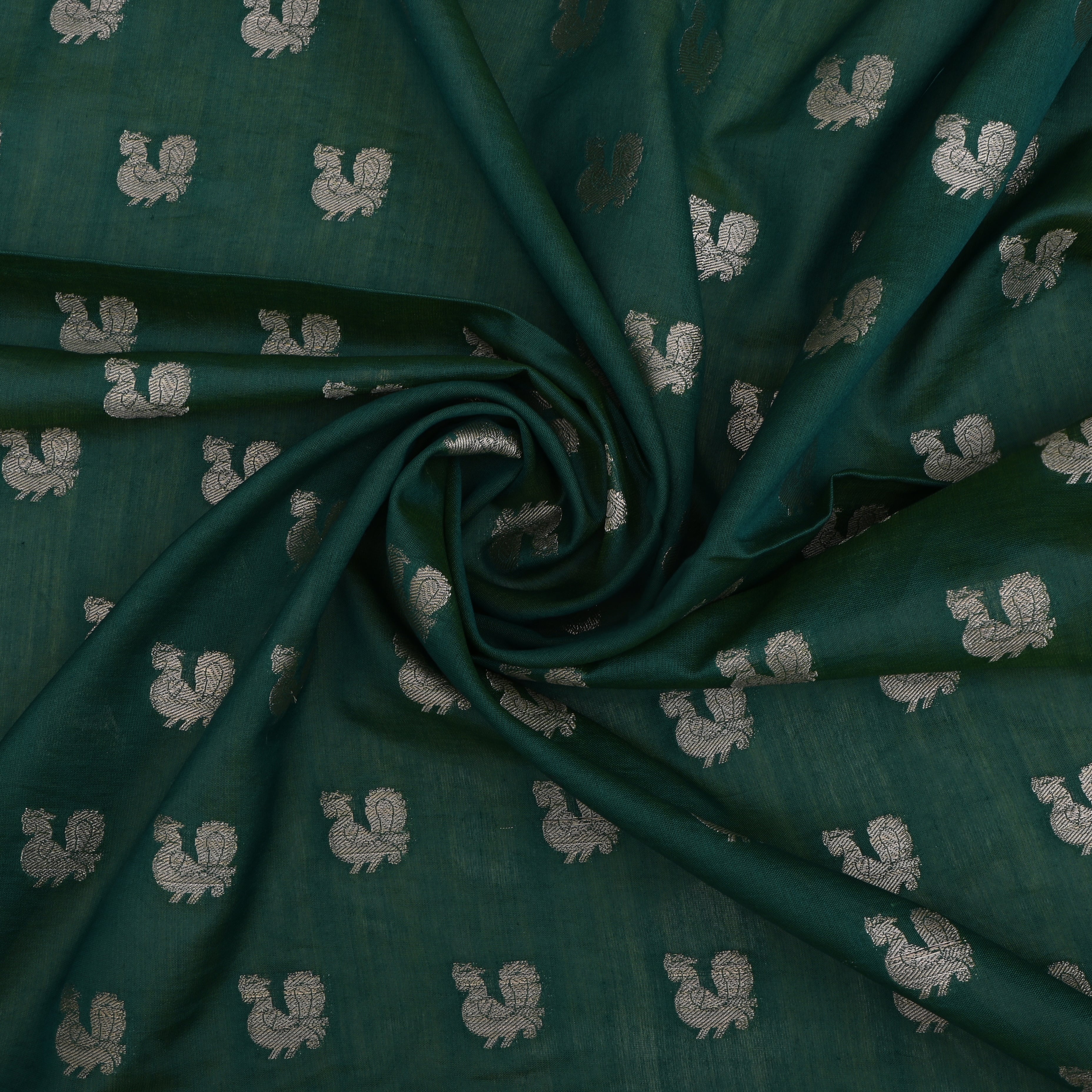 Bottle Green Banarasi Fabric With Golden Butti'S