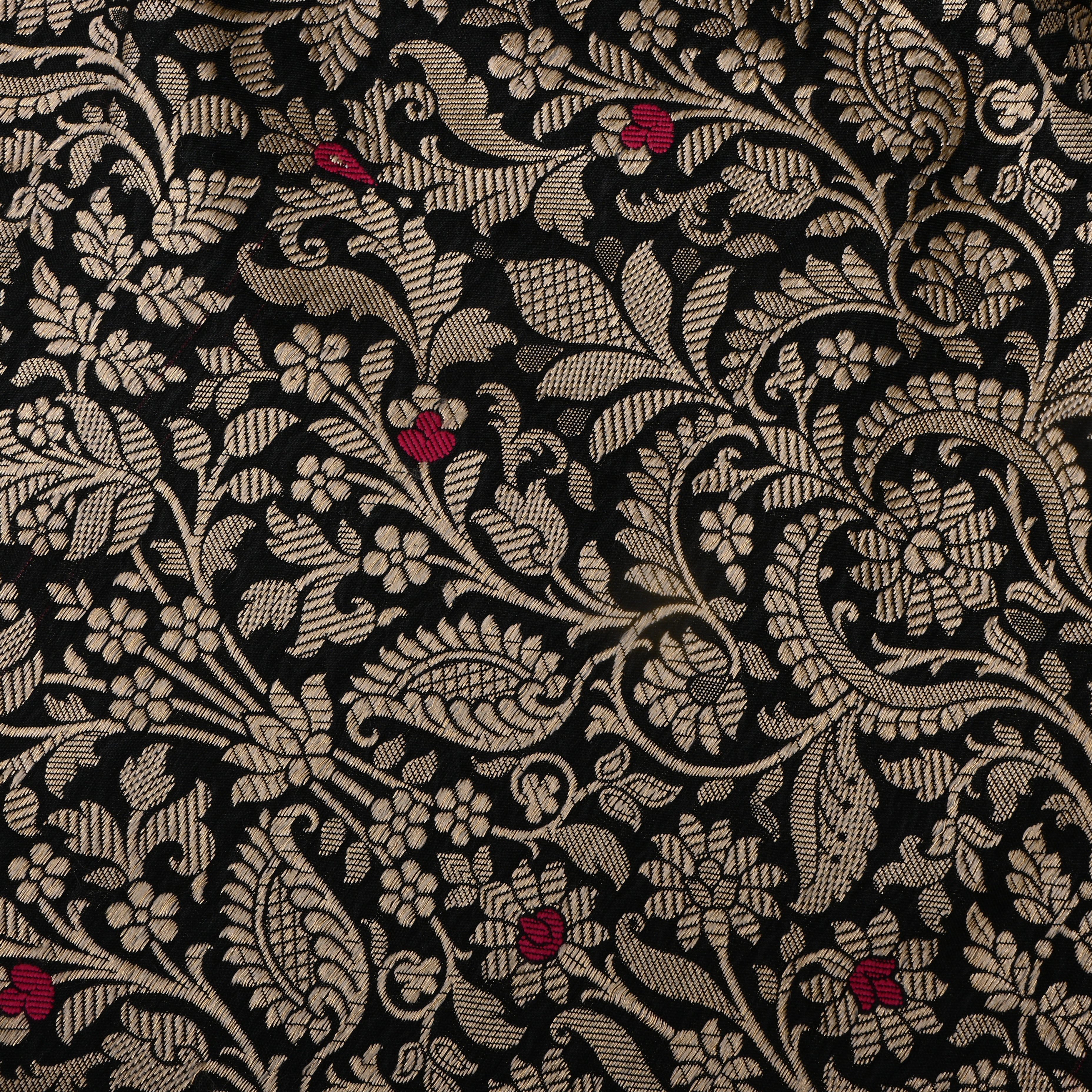 Black Jamawar Silk Fabric