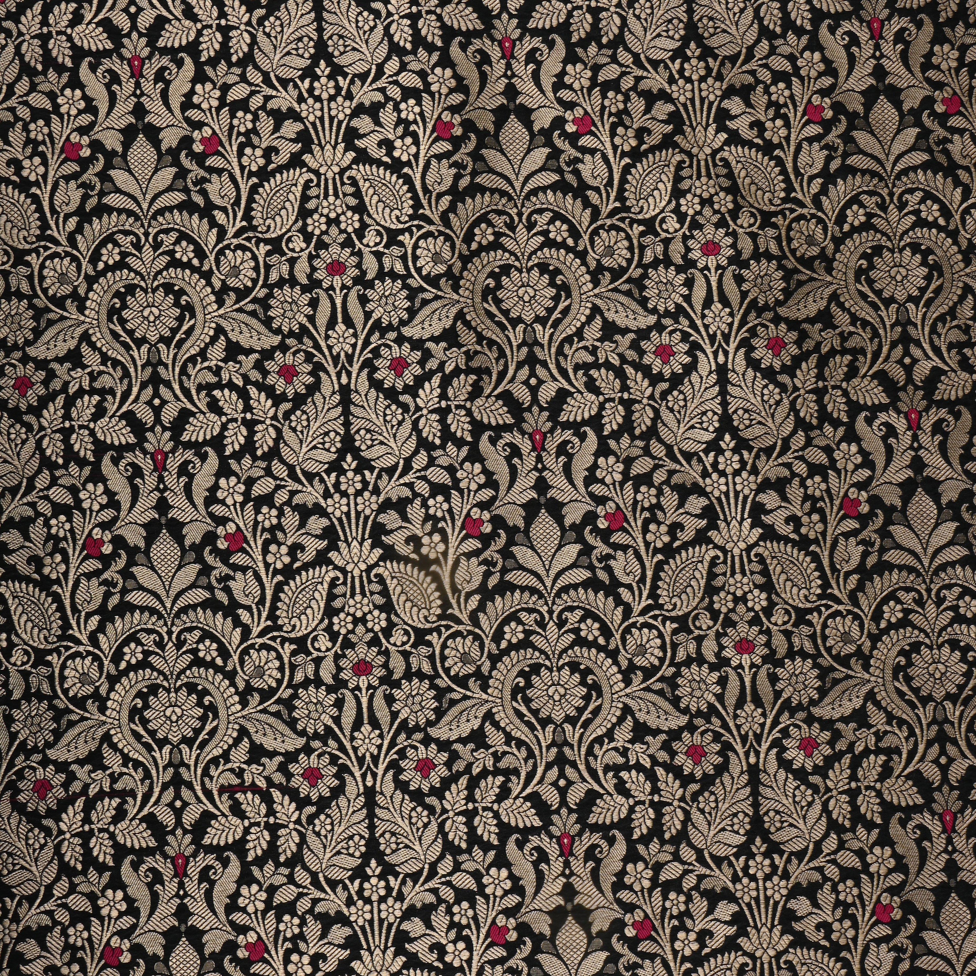 Black Jamawar Silk Fabric