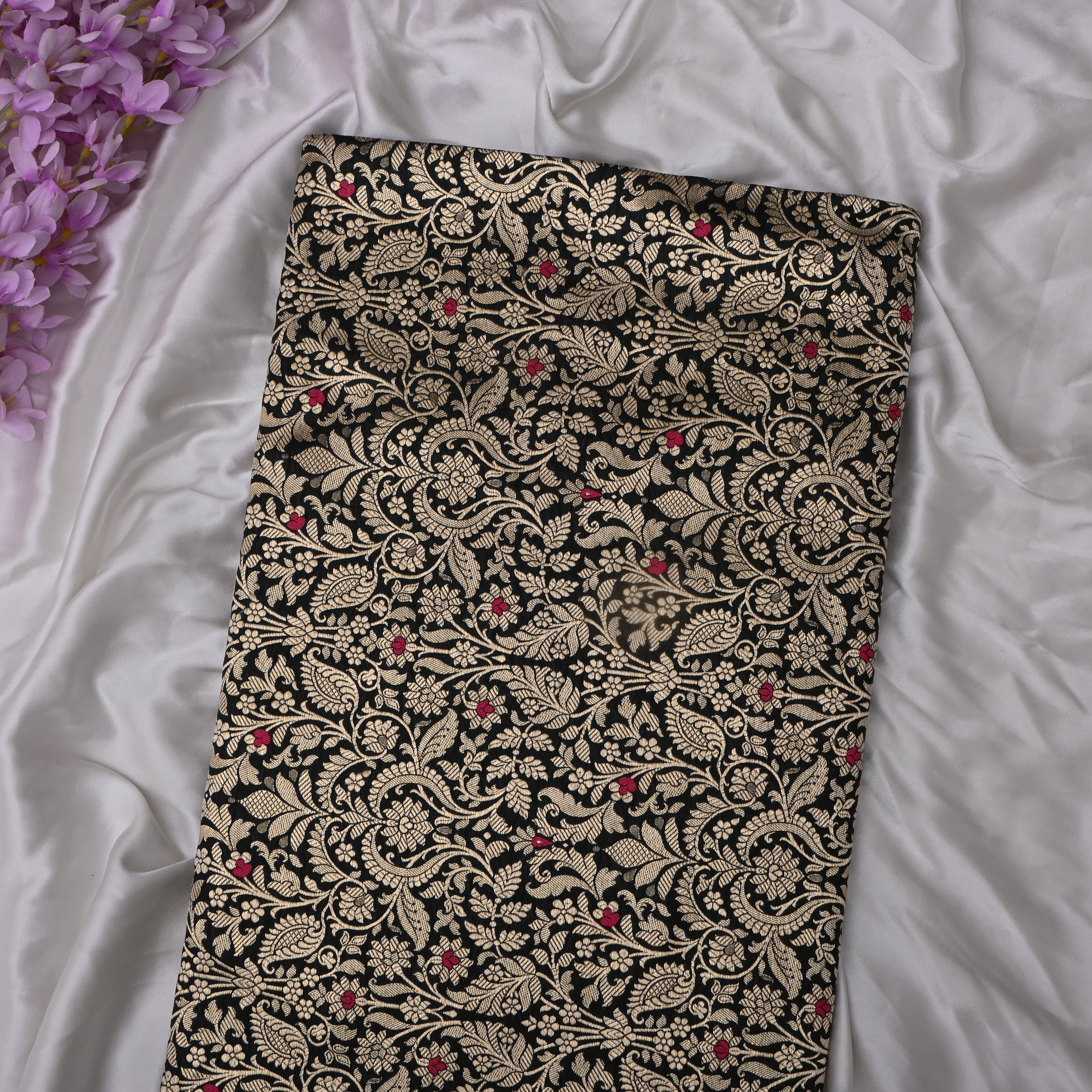 Black Jamawar Silk Fabric