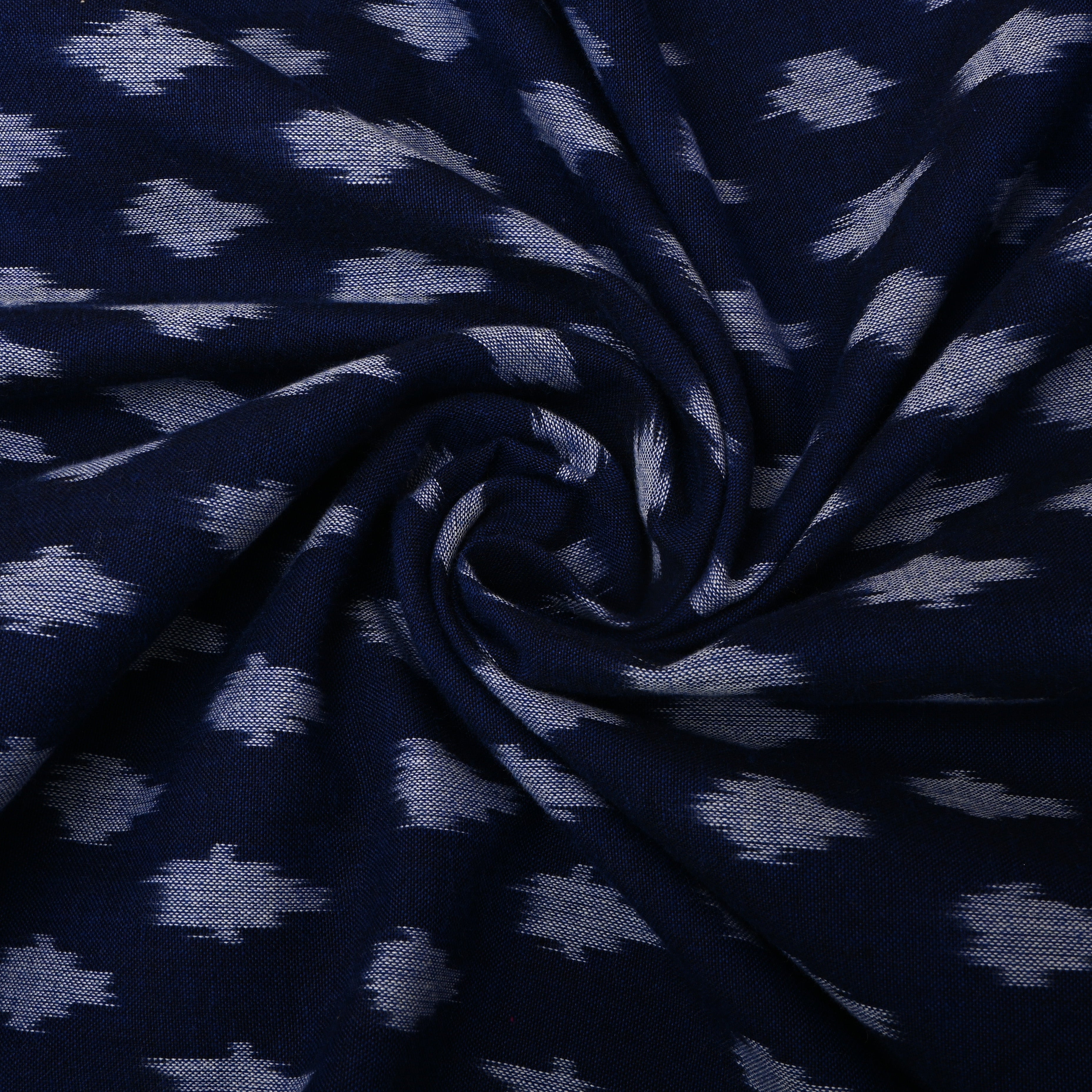 Navy Blue Ikat Cotton Fabric