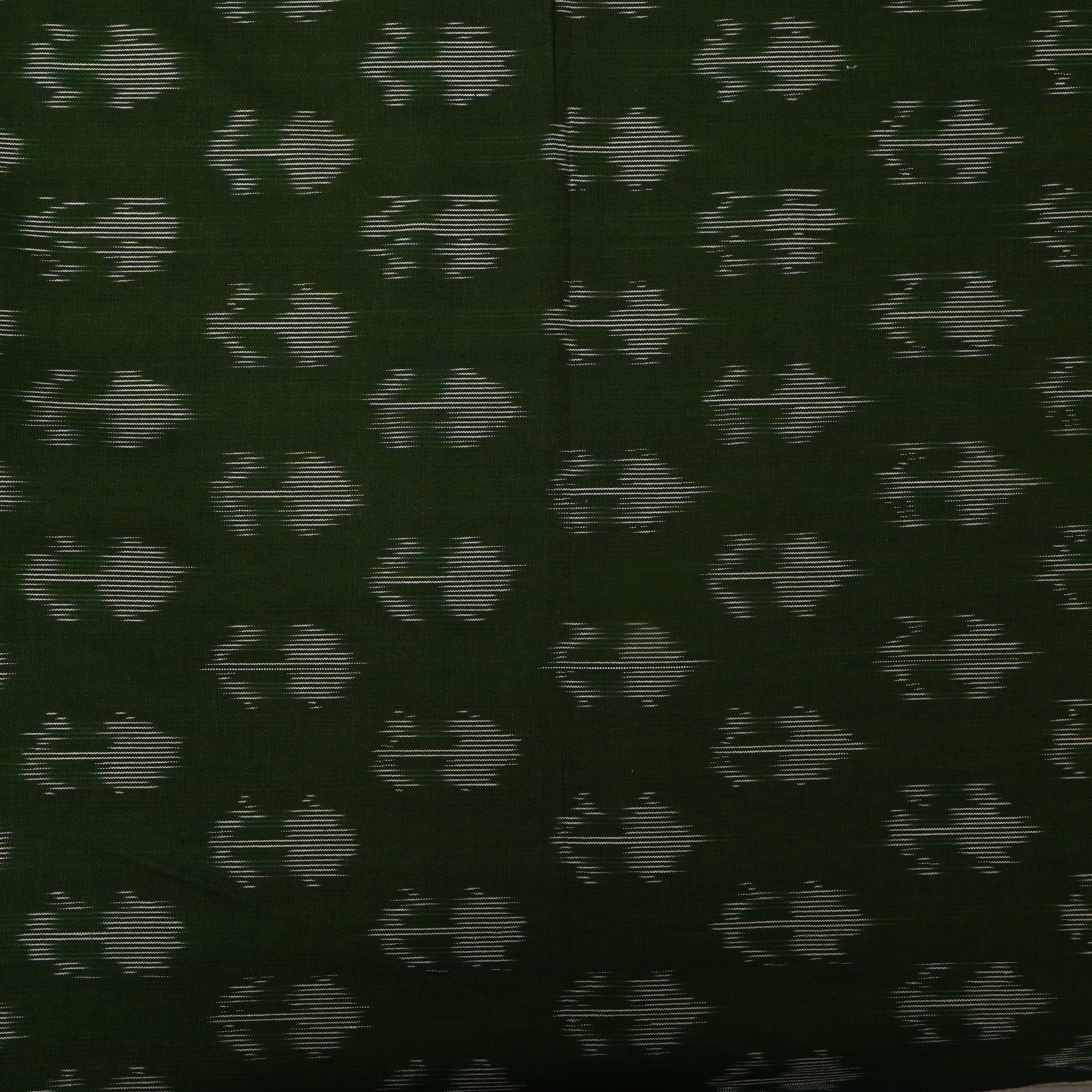Dark Green Floral Ikat Cotton Fabric