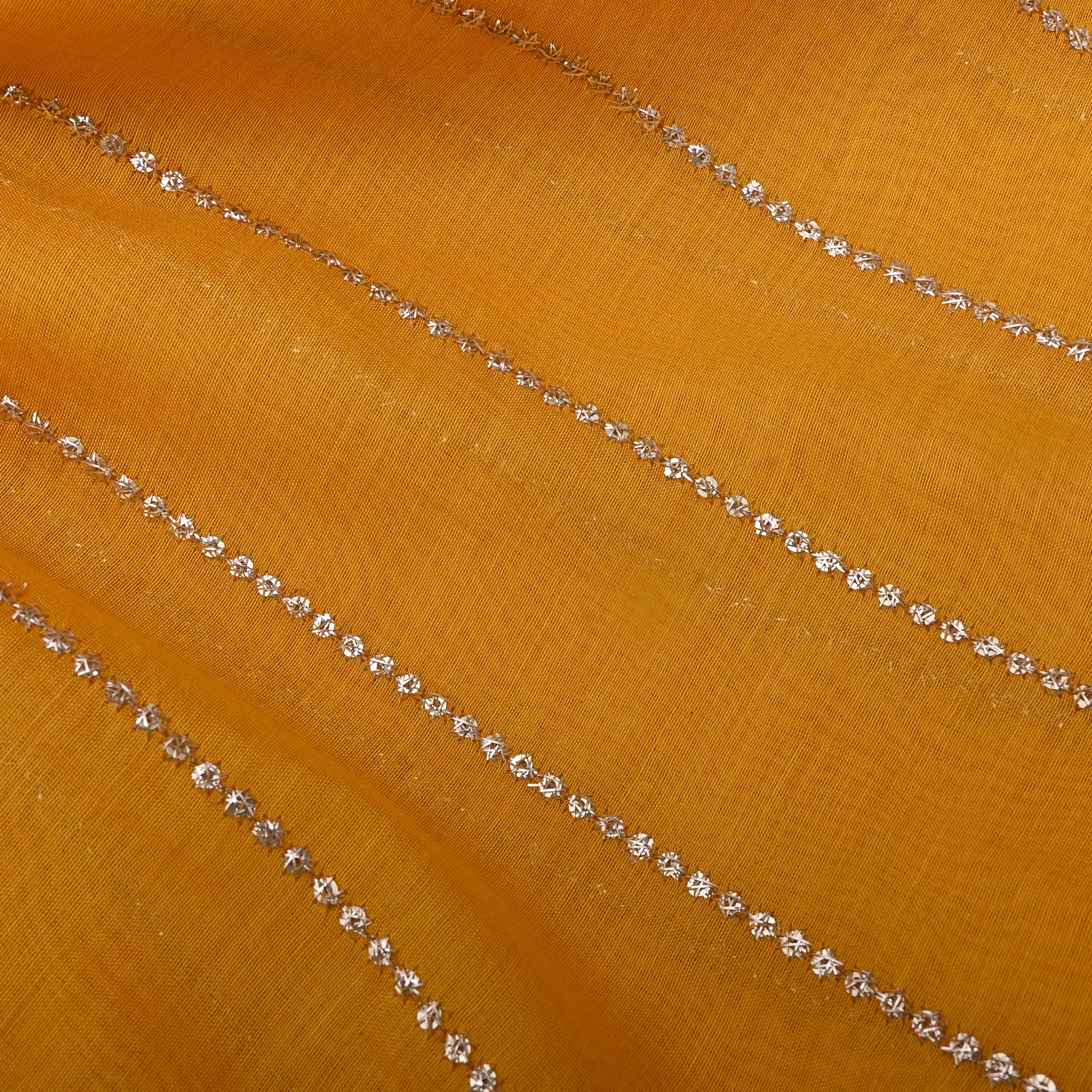 Sun Yellow Sequin Embroidered Chanderi Fabric