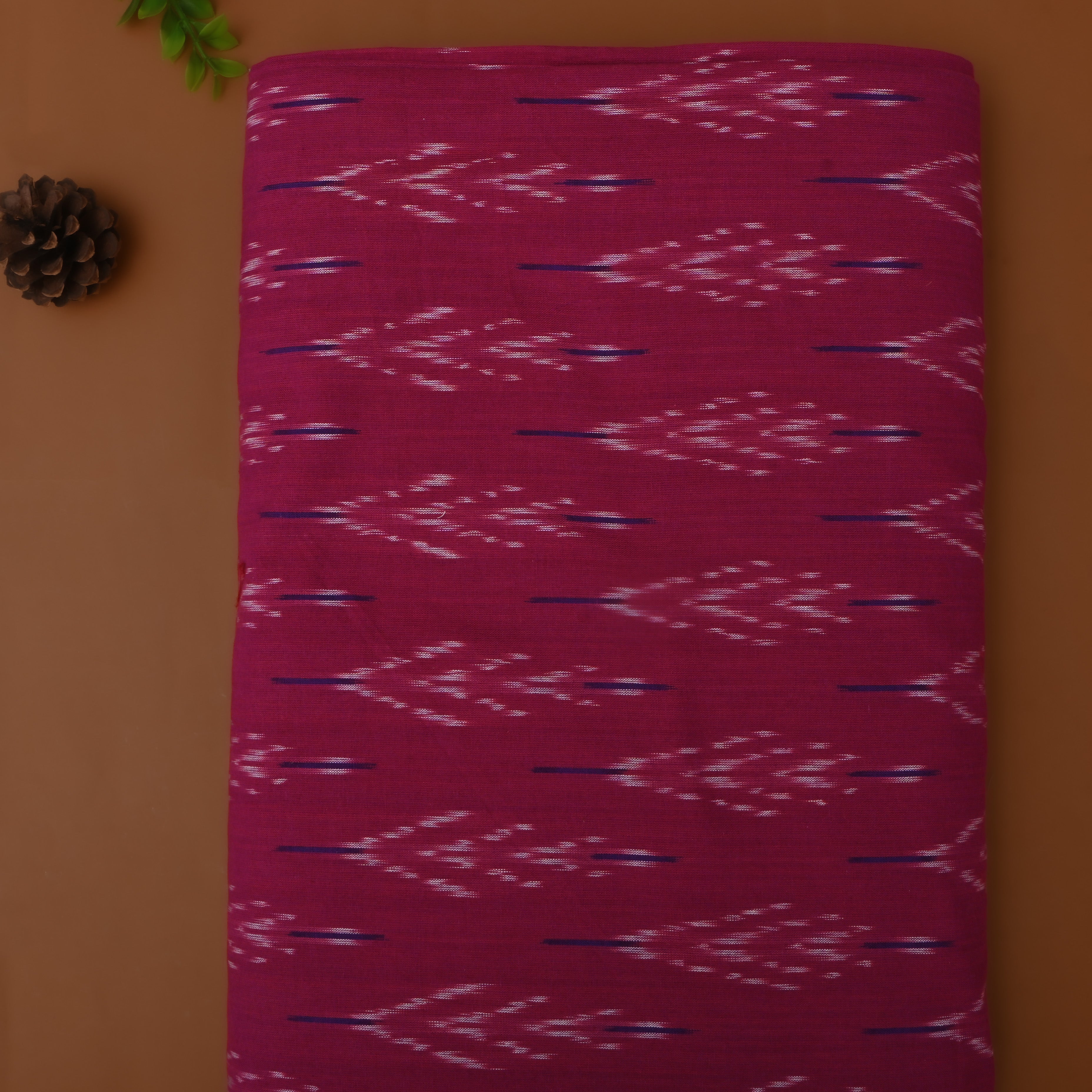 Dark Pink Floral Ikat Cotton Fabric