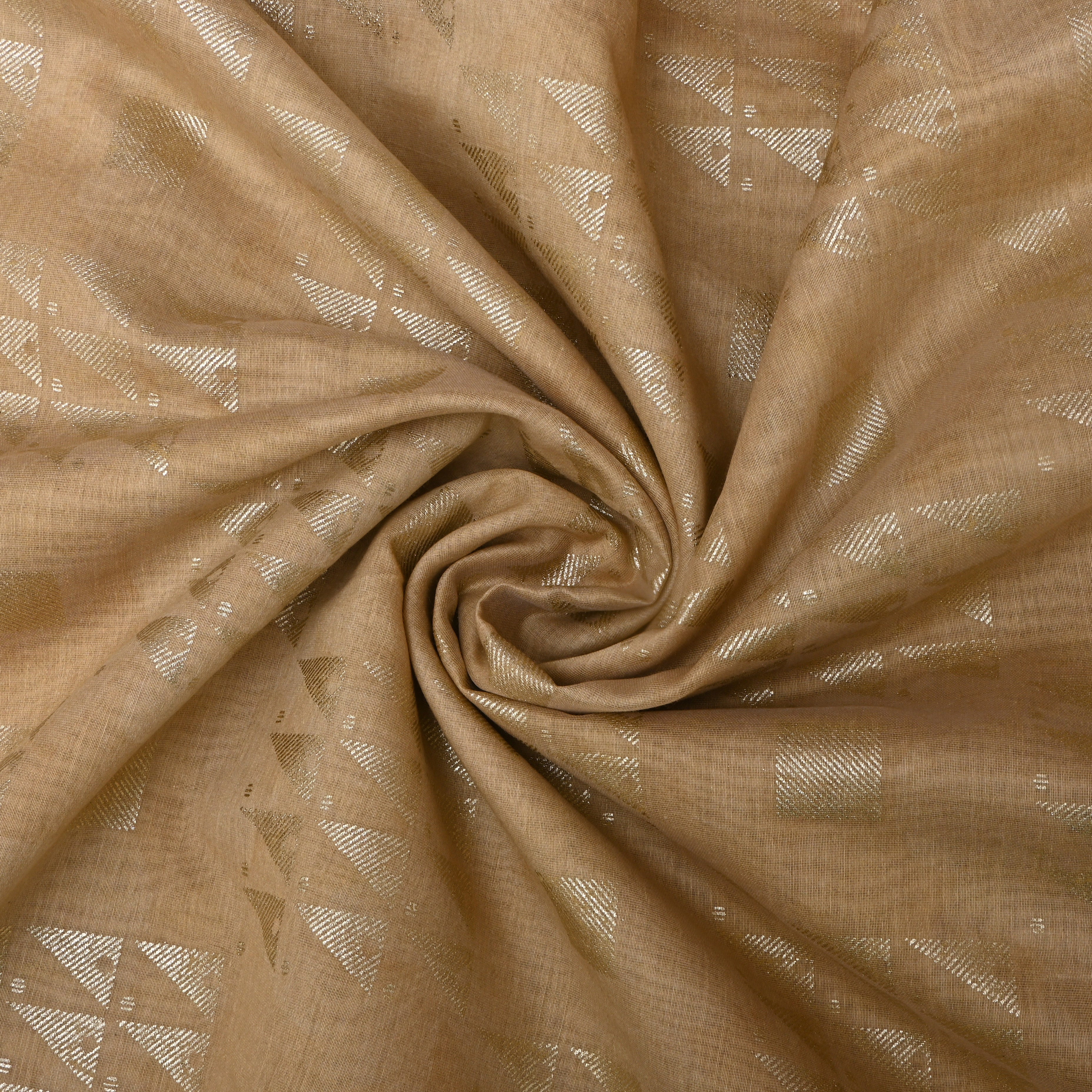 Muted Cream Geometric Foil Printed Chanderi Fabric