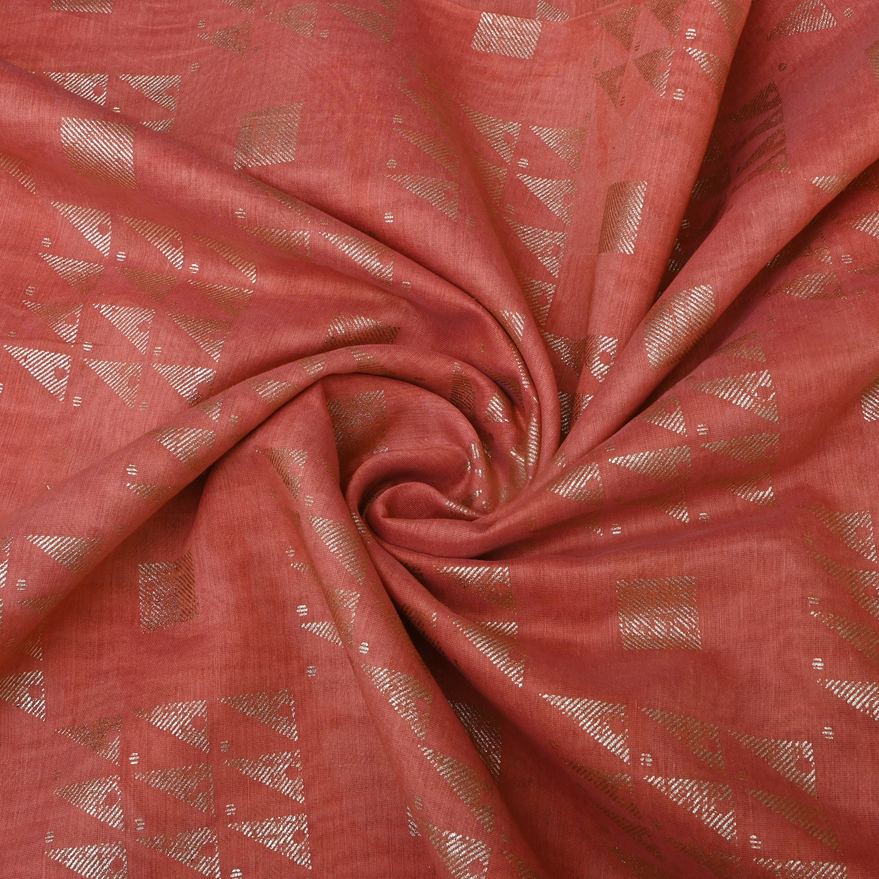 Muted Pink Geometric Foil Printed Chanderi Fabric