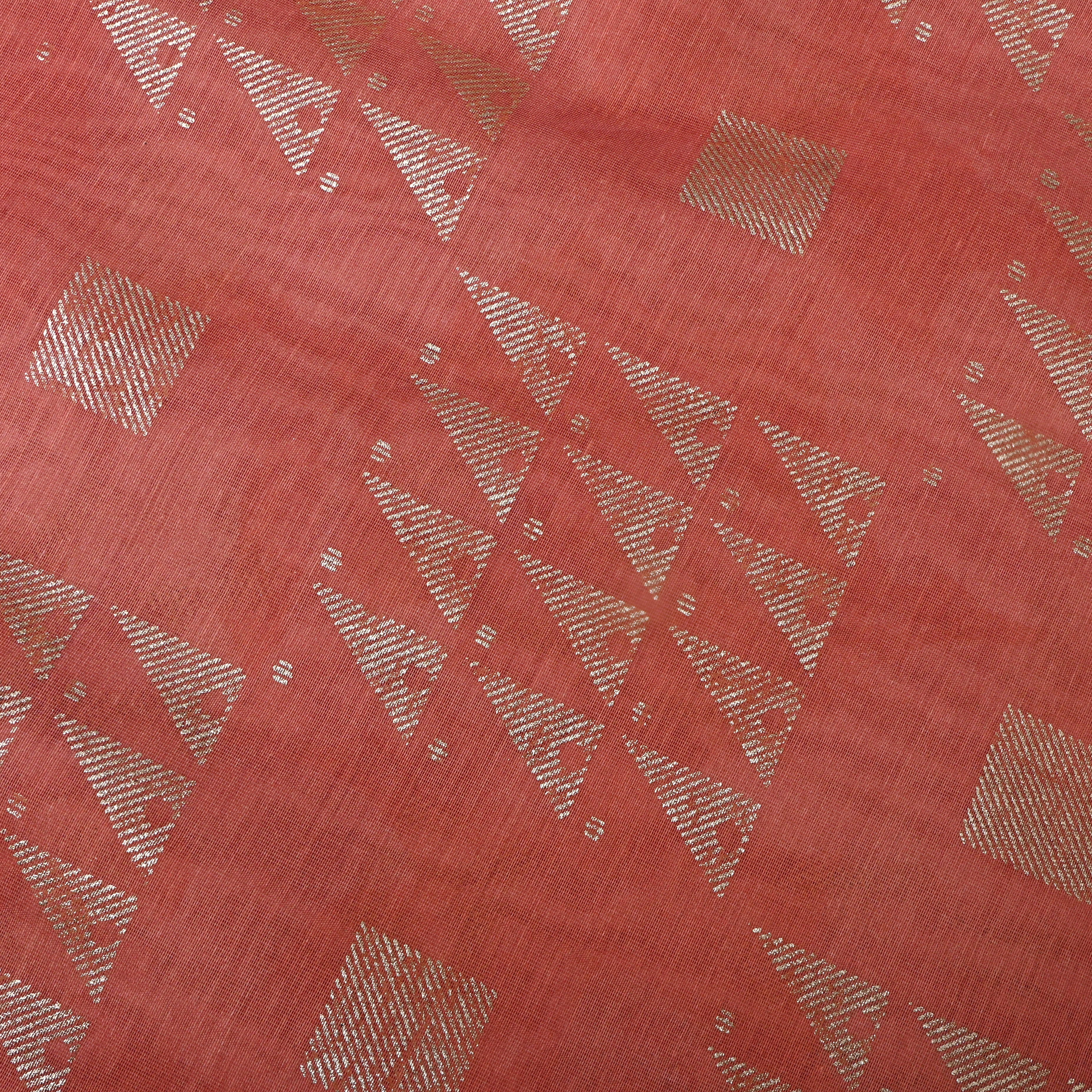 Muted Pink Geometric Foil Printed Chanderi Fabric