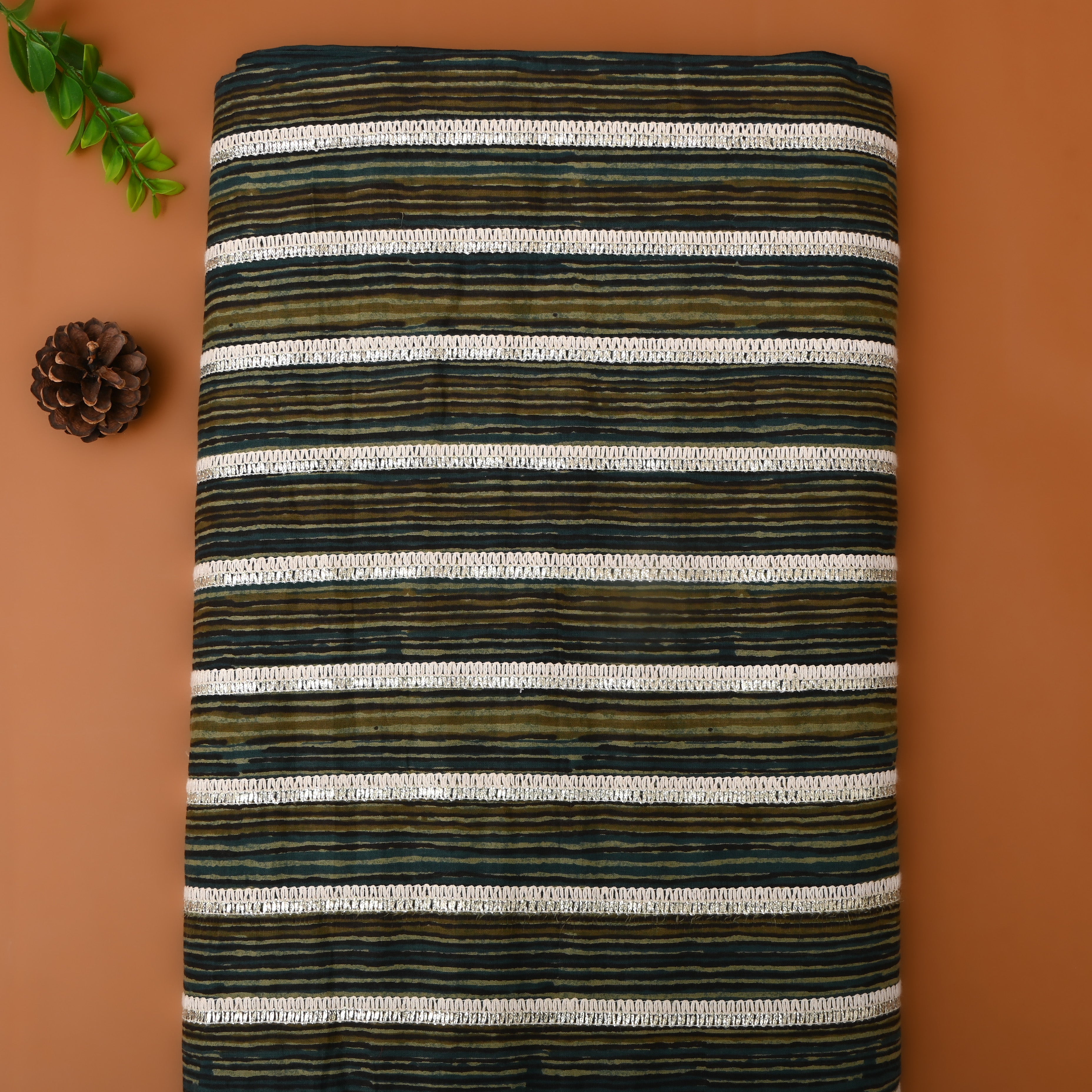 Multicolour Stripes Printed Cotton Fabric