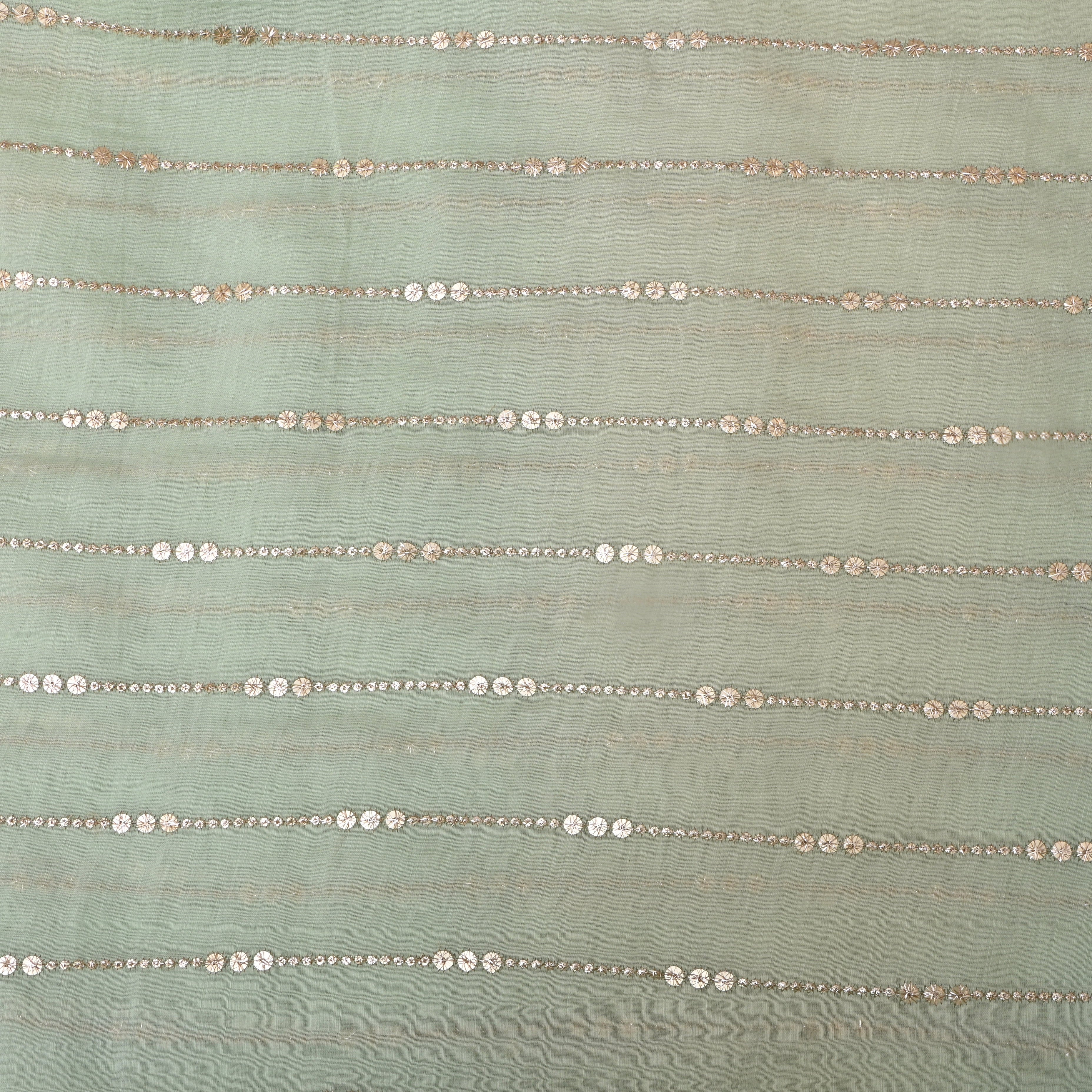 Pastel Green Embroidered Chanderi Fabric