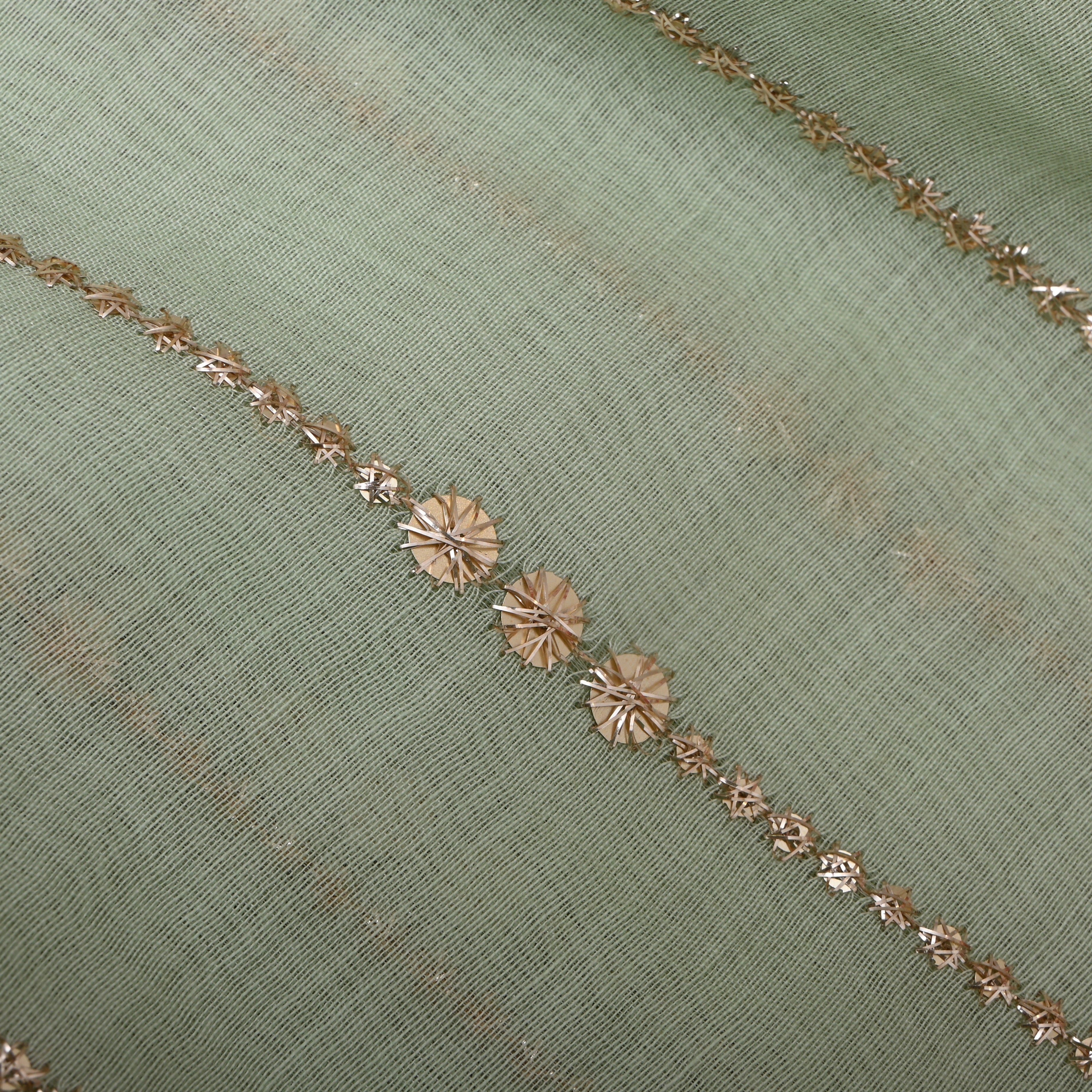 Pastel Green Embroidered Chanderi Fabric