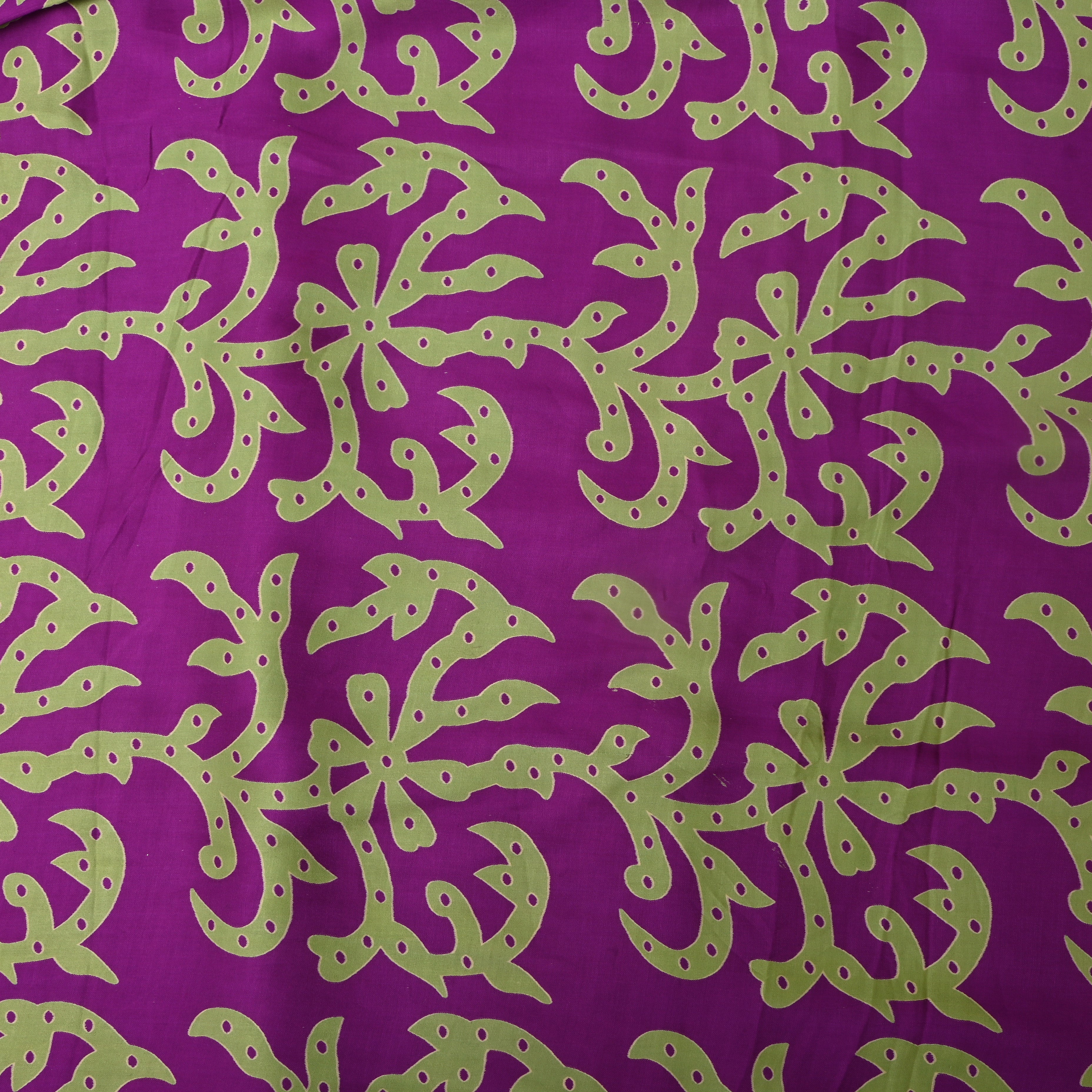 Purple Floral Printed Satin Fabric