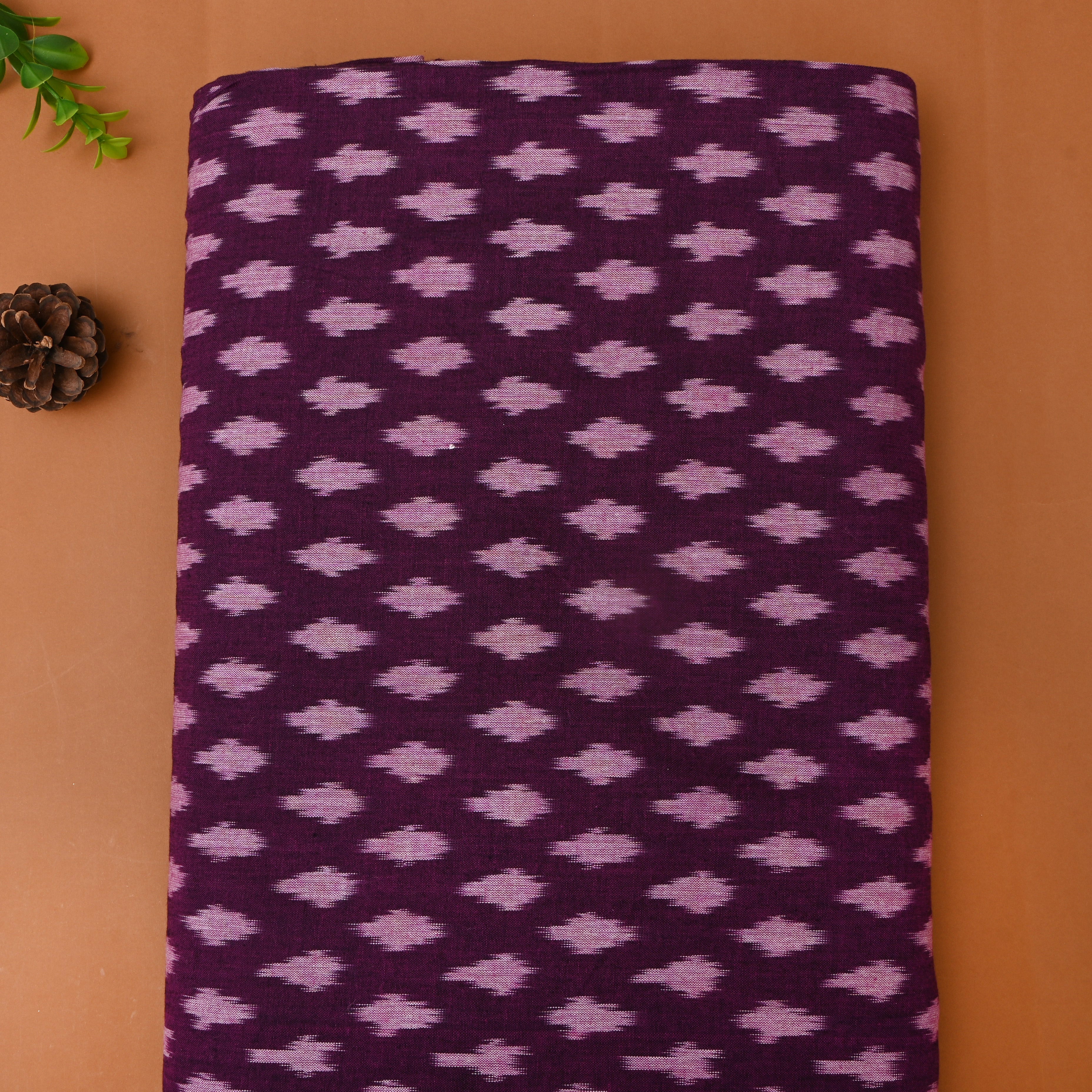 Dark Purple Ikat Cotton Fabric