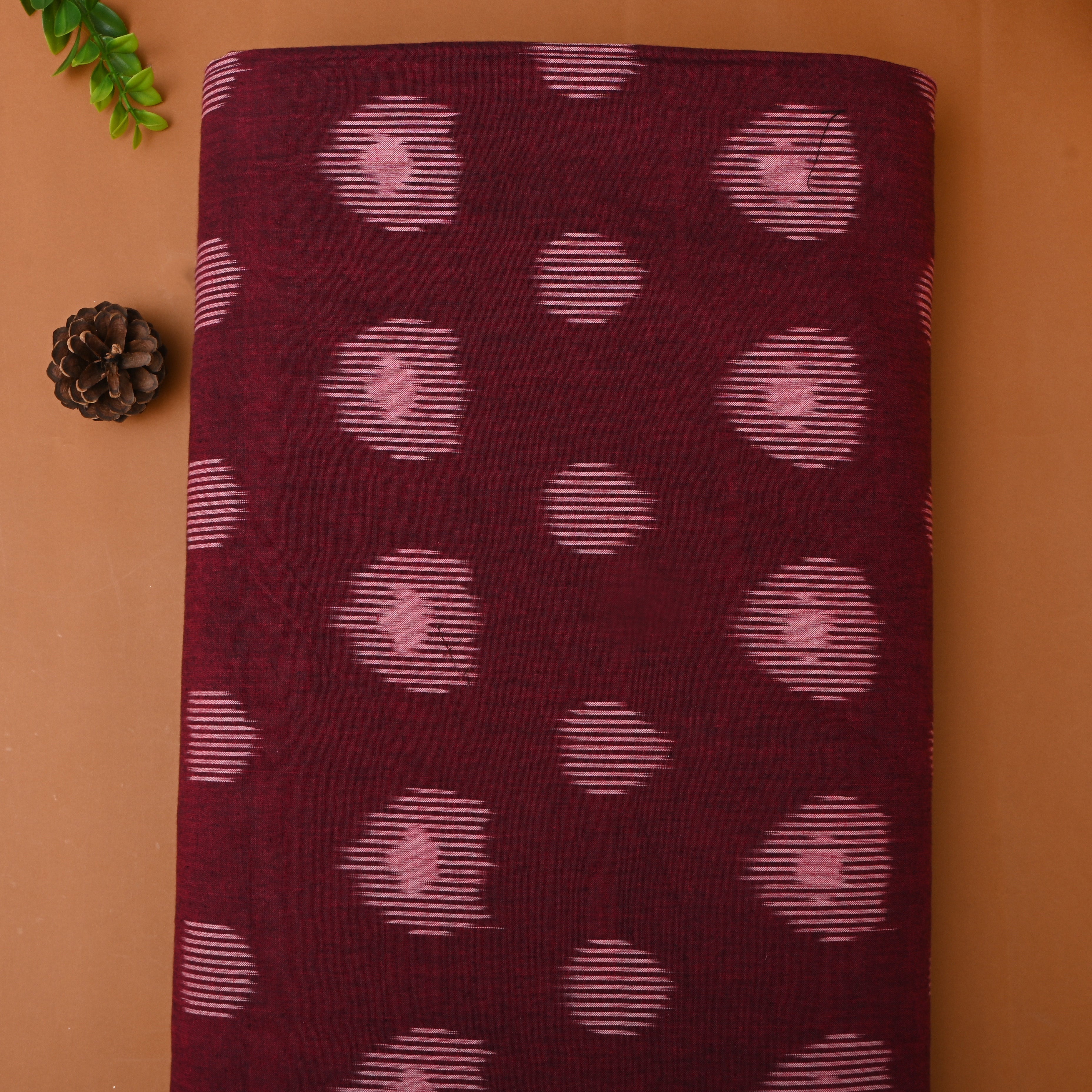 Maroon Ikat Cotton Fabric