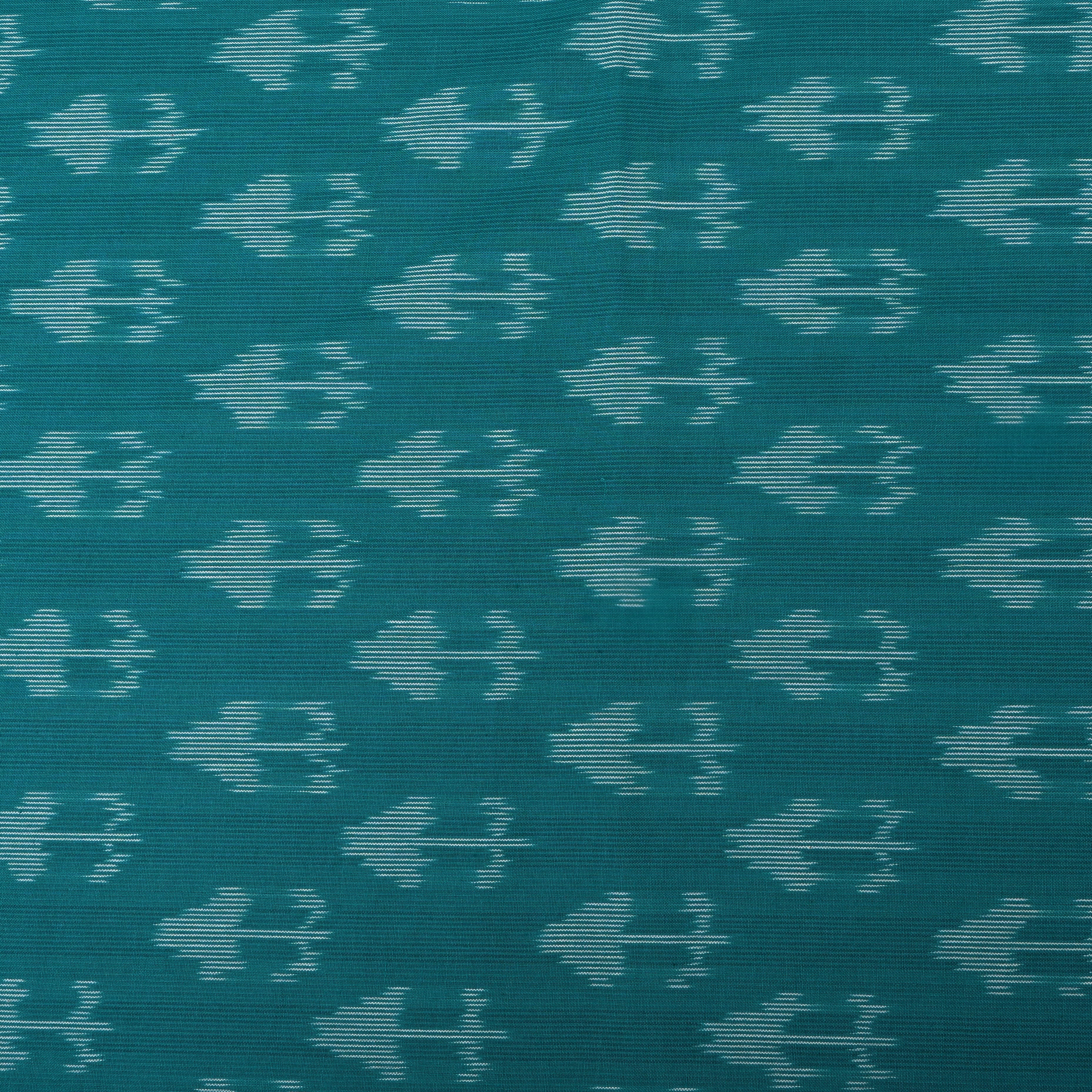 Jade Blue Floral Ikat Cotton Fabric