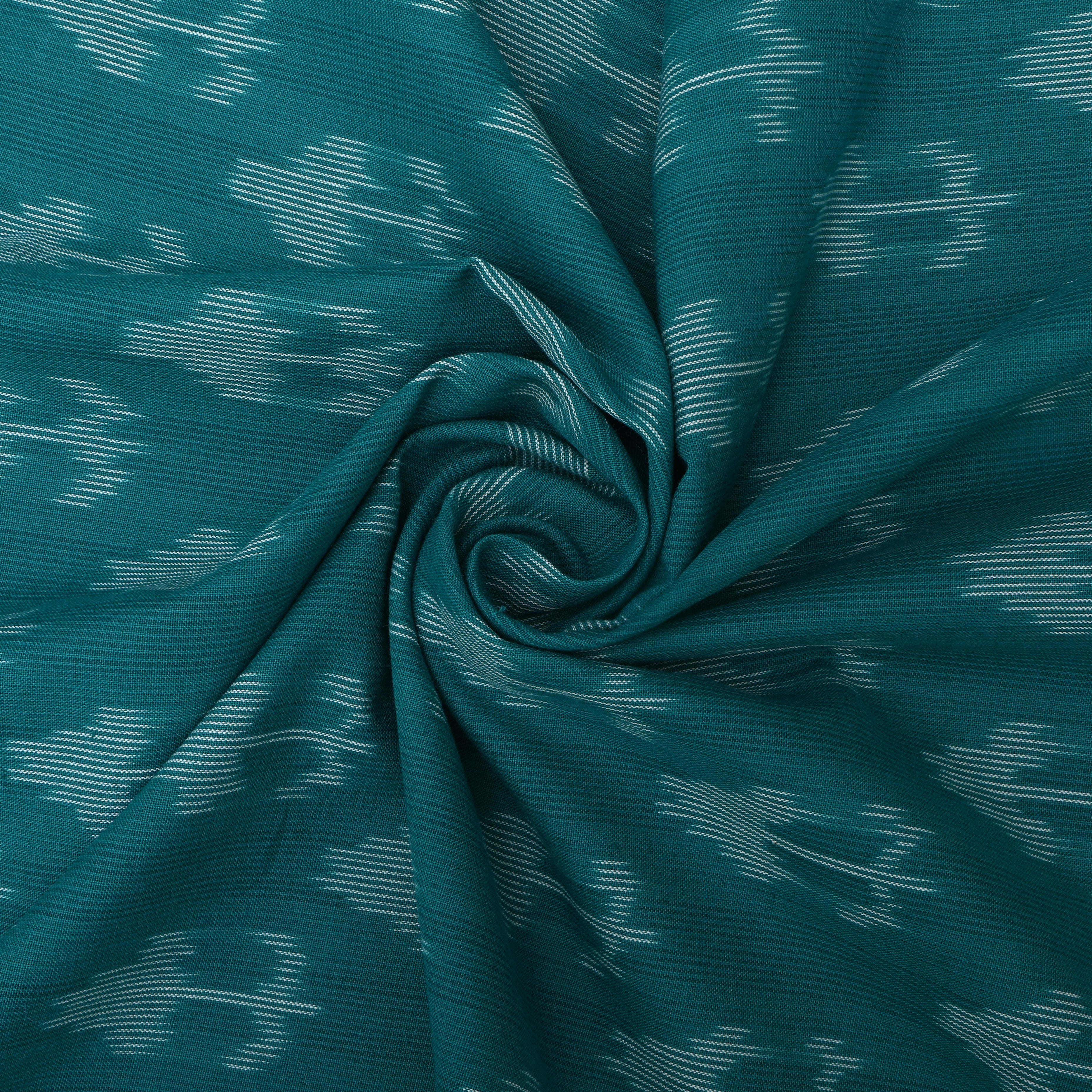 Jade Blue Floral Ikat Cotton Fabric
