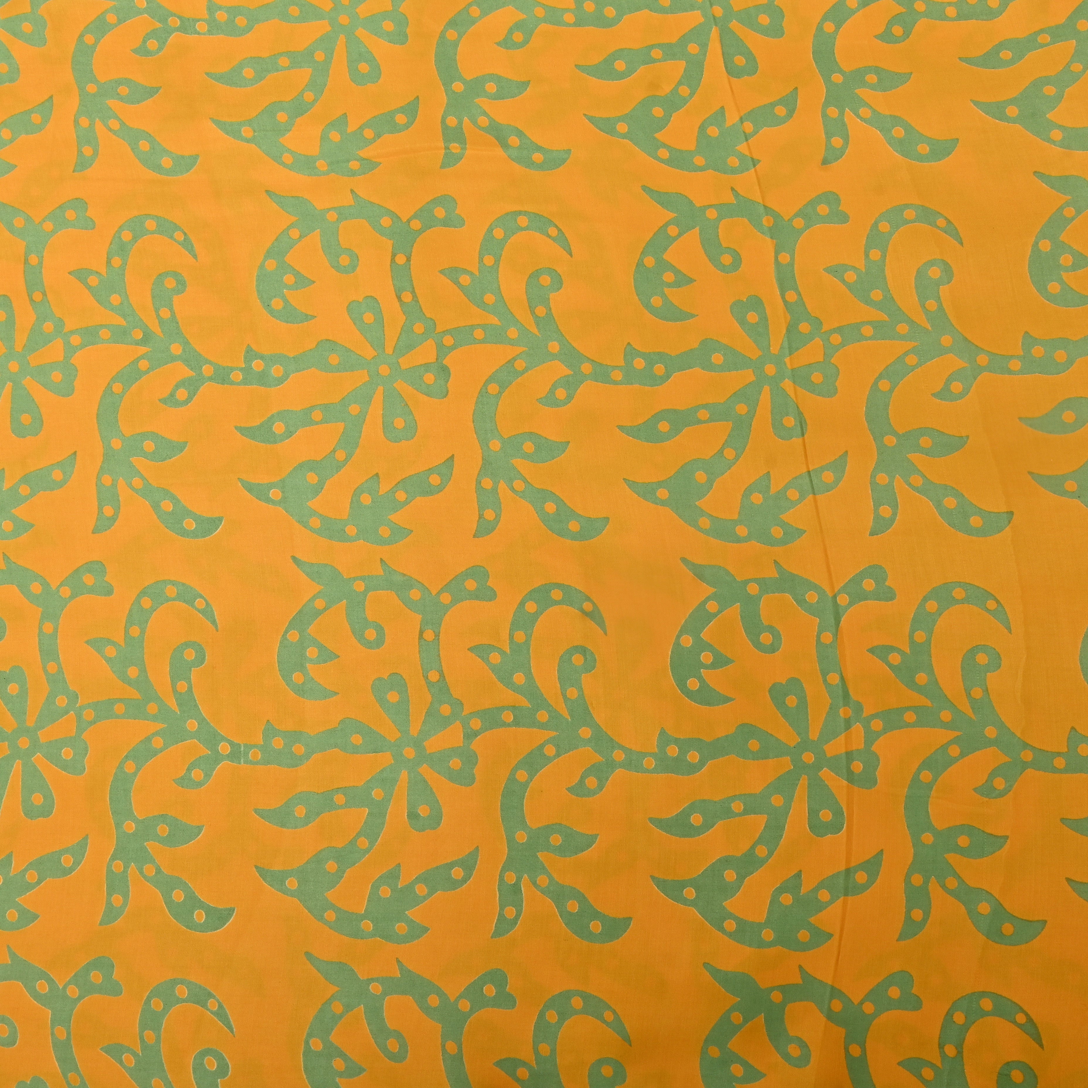 Cyber Yellow Floral Printed Satin Fabric