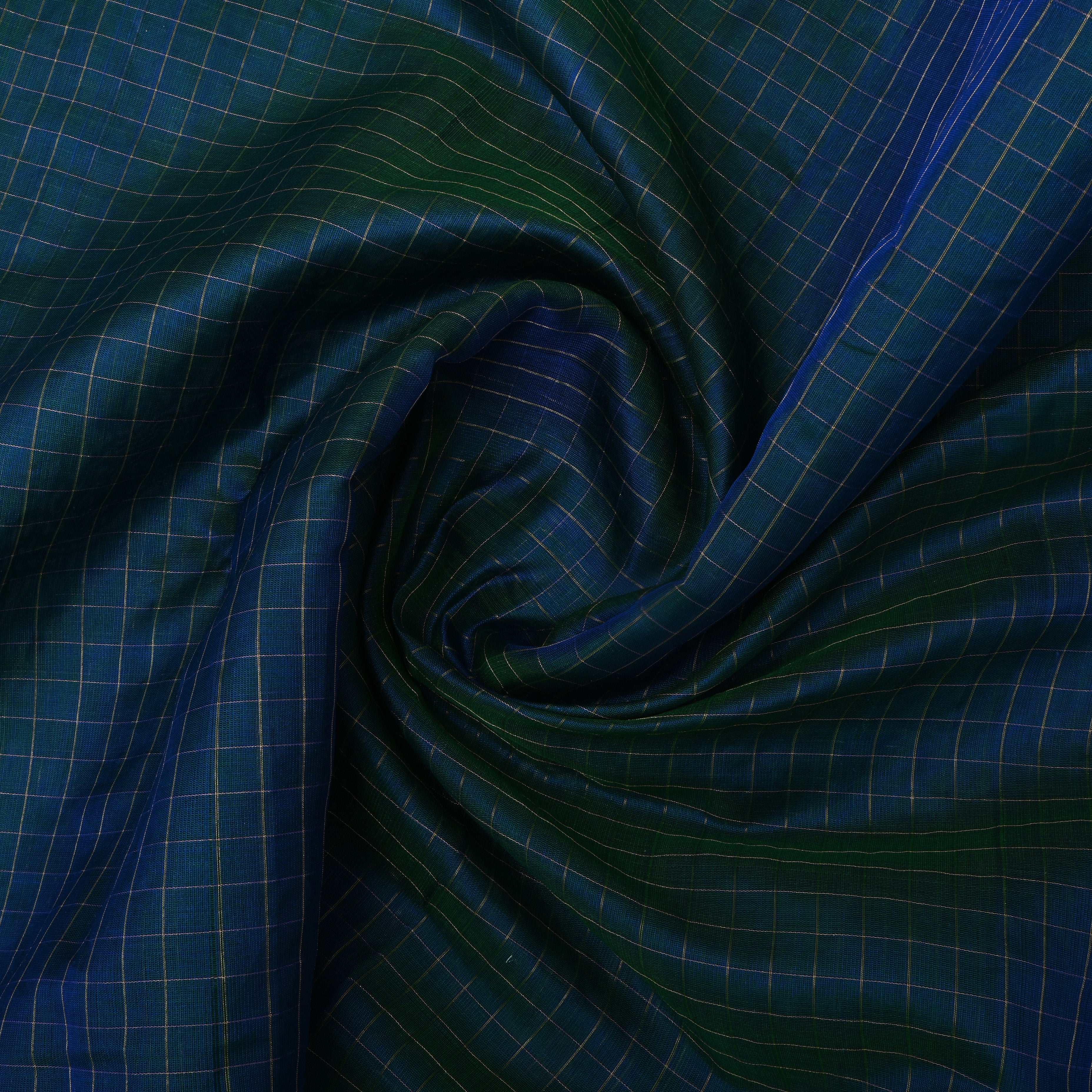 Bluish Green Silk Fabric With Zari Border